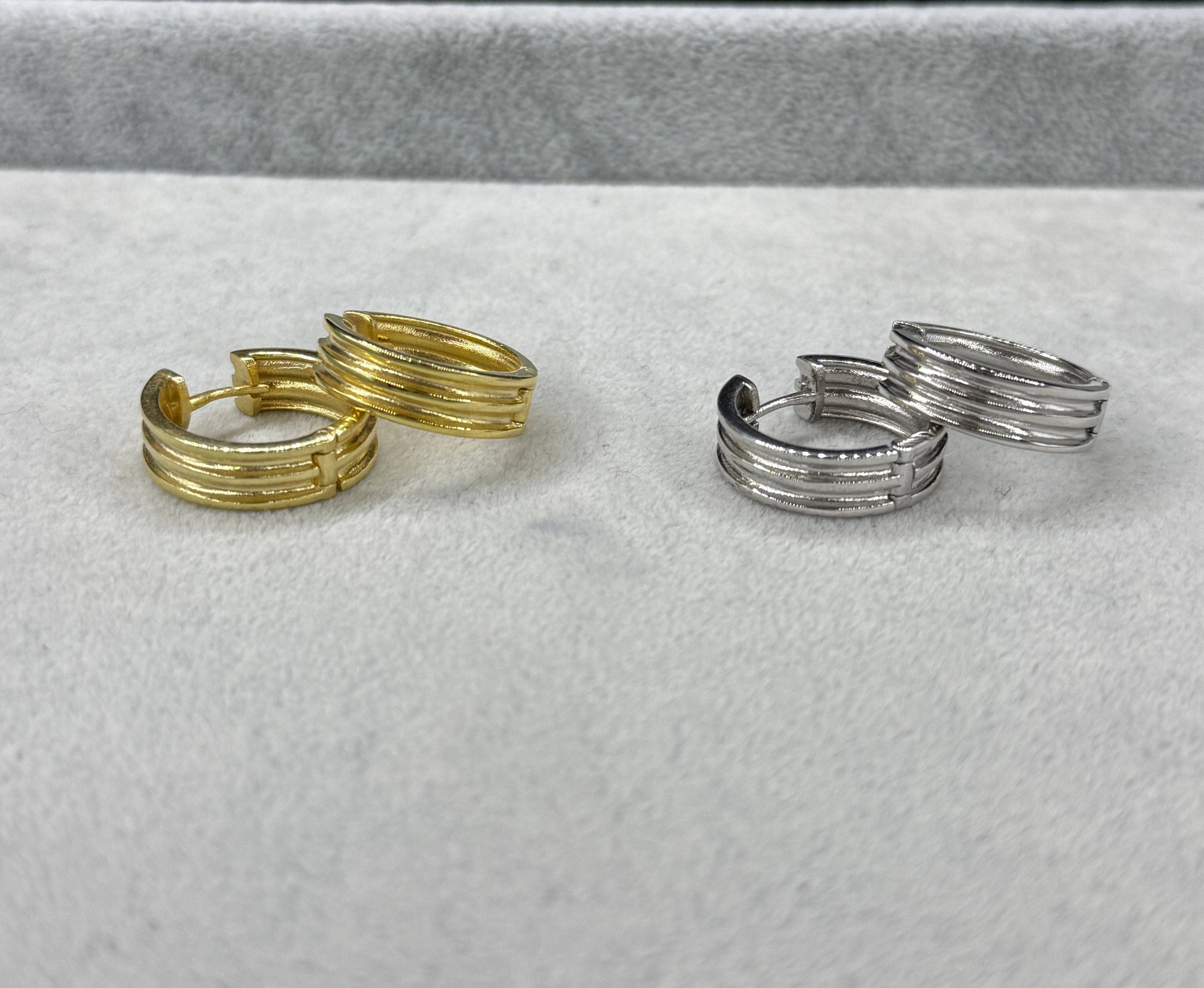 925 Ayar İthal Gümüş Üzeri Altın Kaplama | Yeni Şerit Halka Küpe