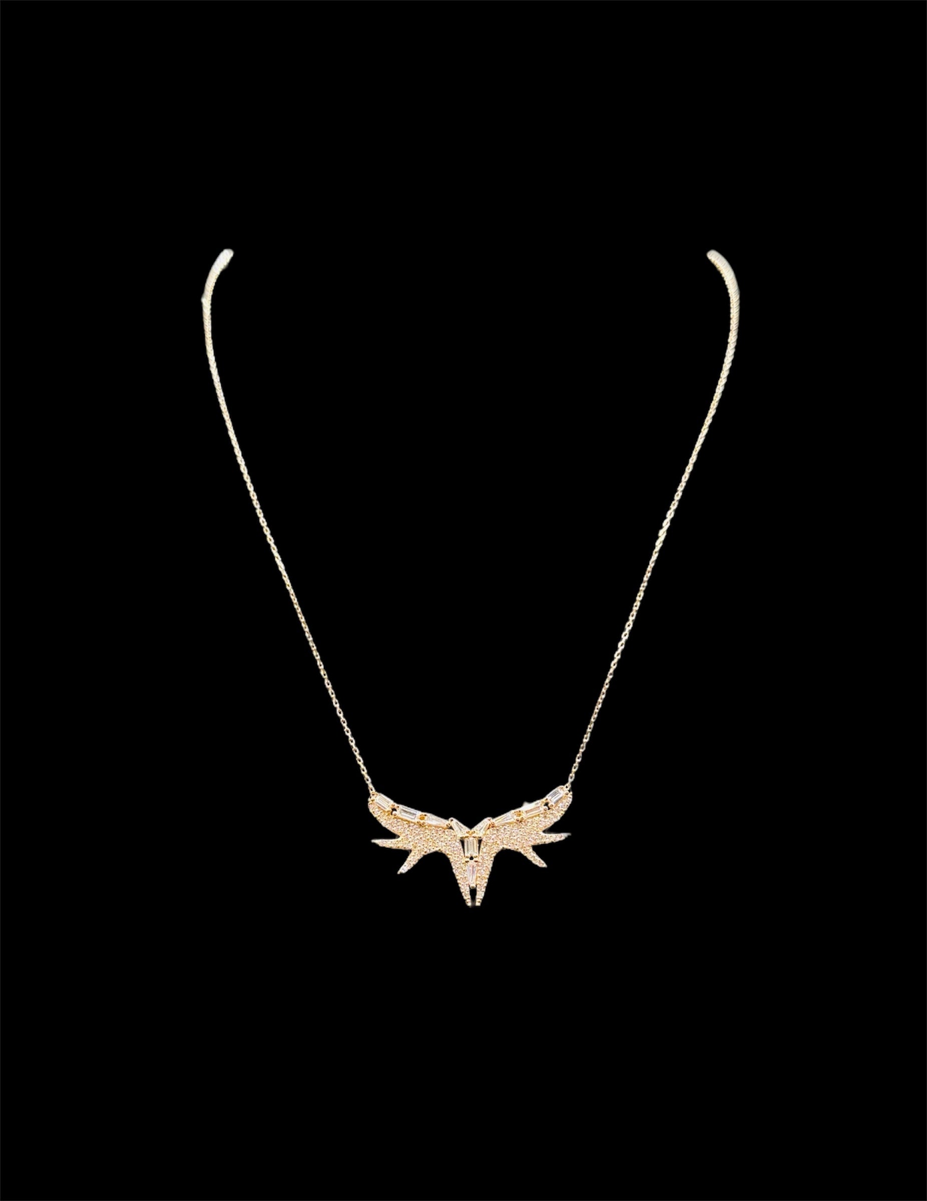 925 Ayar Gümüş Üzeri Altın Kaplama | Altın Kanat Kolye