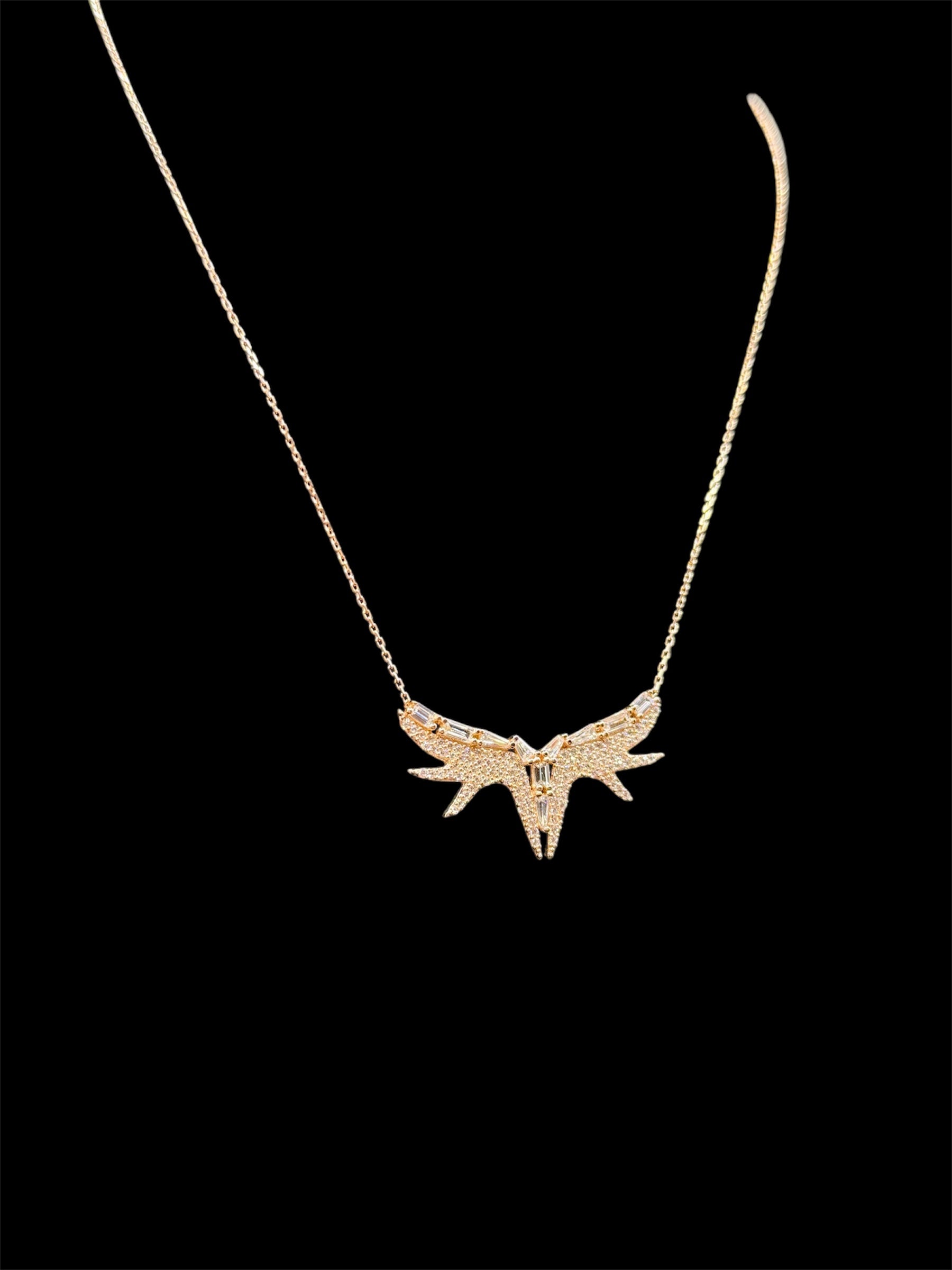 925 Ayar Gümüş Üzeri Altın Kaplama | Altın Kanat Kolye