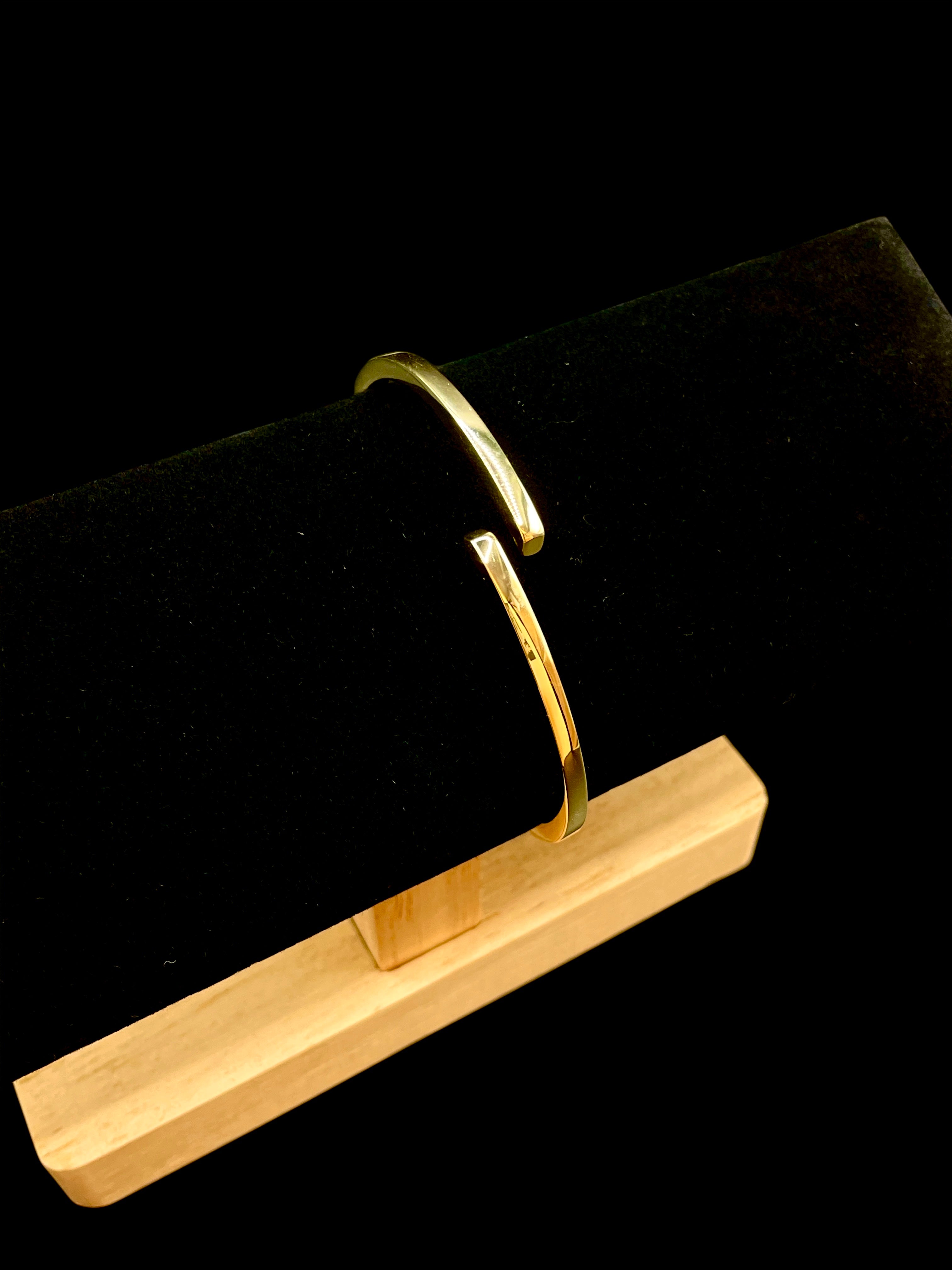 925 Ayar Gümüş Üzeri Altın Kaplama | Altın Çizgi Kelepçe Bilezik