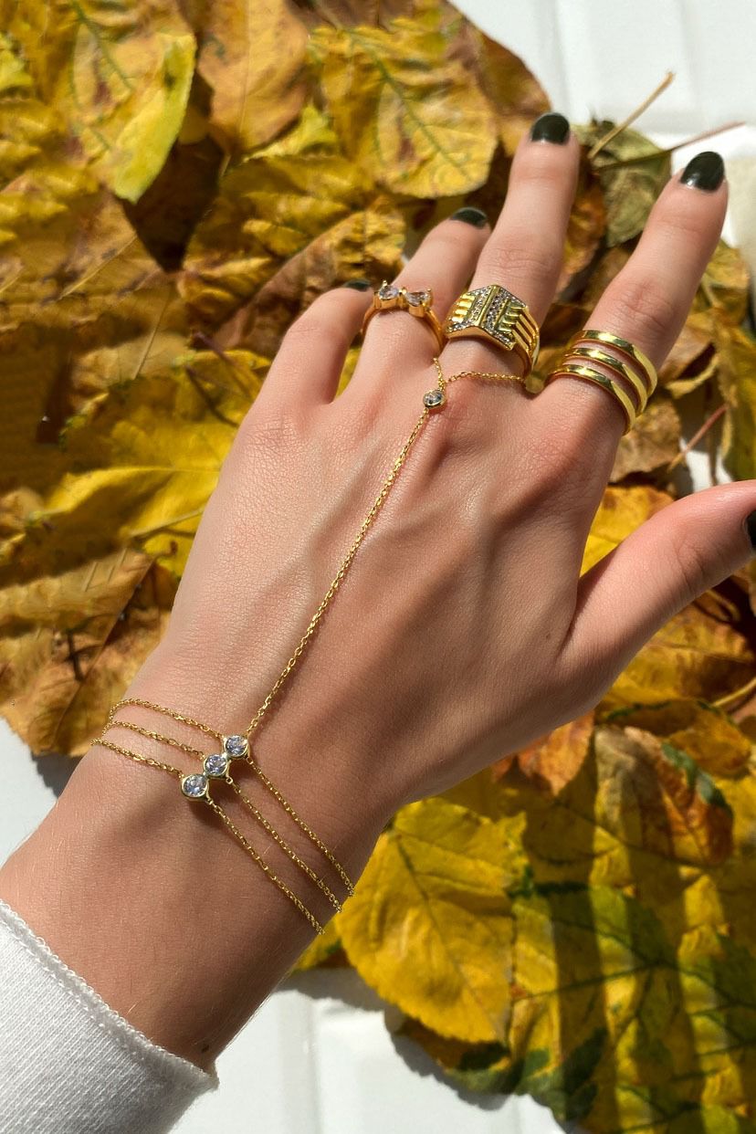 925 Ayar Gümüş Üzeri Altın Kaplama | Aurora Şahmeran - El Zinciri