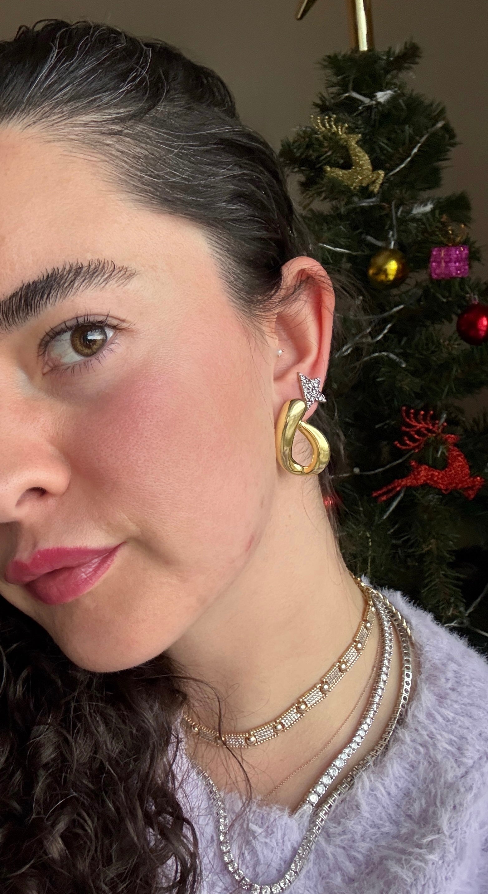 925 Ayar Gümüş Üzeri Altın Kaplama | Büzgü Küpe