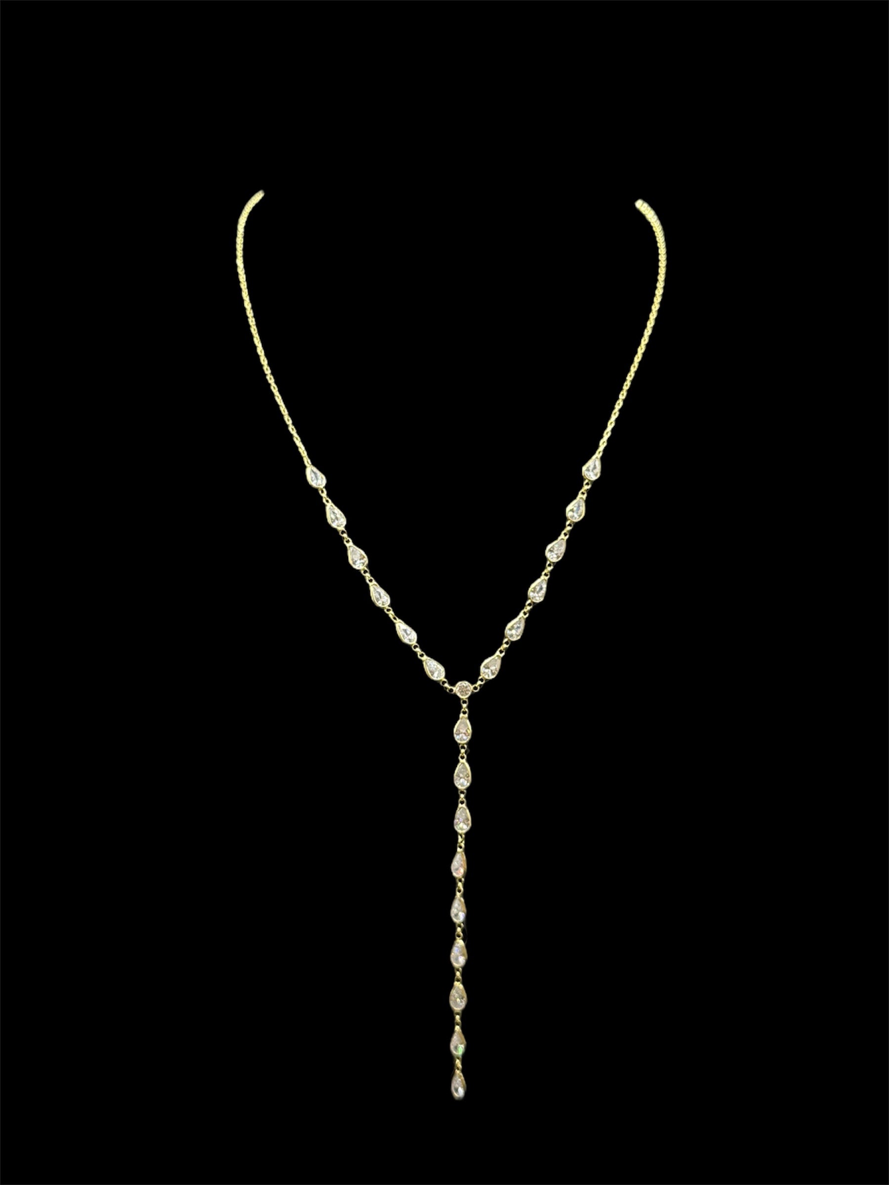 925 Ayar Gümüş Üzeri Altın Kaplama | Damla Yolu Y Kolye