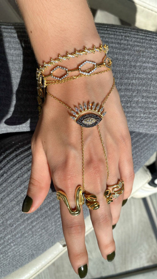 925 Ayar Gümüş Üzeri Altın Kaplama | Eyra Şahmeran - El Zinciri