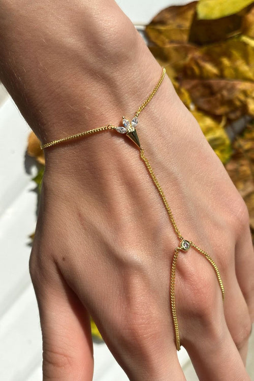 925 Ayar Gümüş Üzeri Altın Kaplama | Golden Bloom Şahmeran - El Zinciri