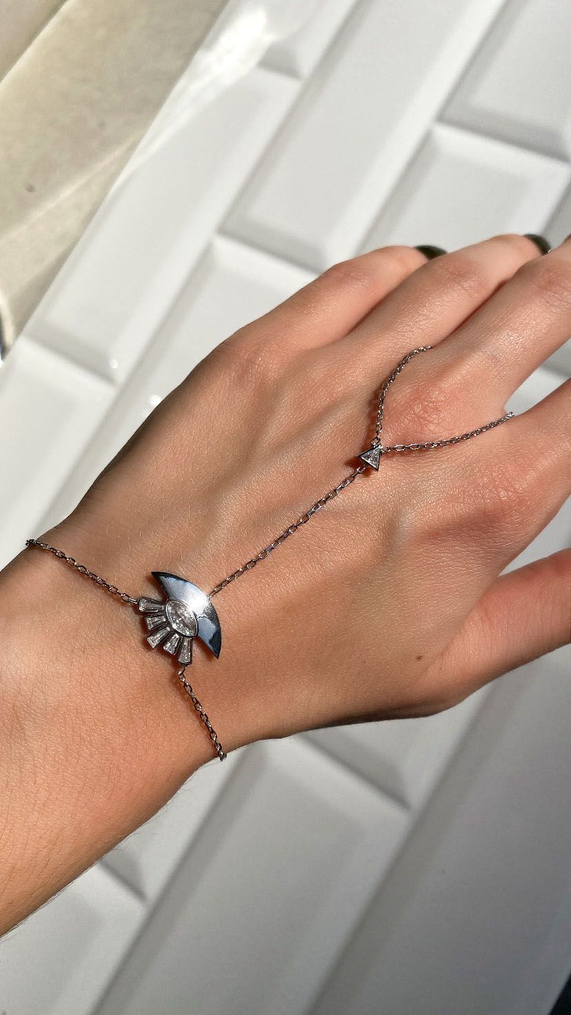 925 Ayar Gümüş Üzeri Altın Kaplama | Göz Şahmeran - El Zinciri