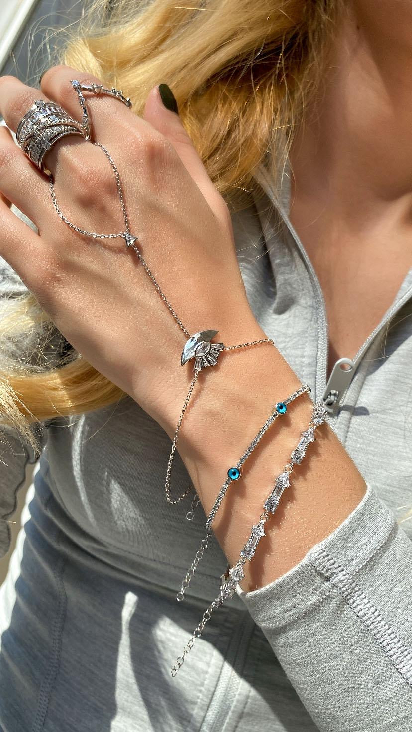 925 Ayar Gümüş Üzeri Altın Kaplama | Göz Şahmeran - El Zinciri