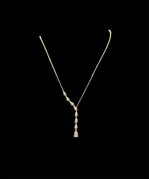 925 Ayar Gümüş Üzeri Altın Kaplama | Işık Damlası Yolu Kolye