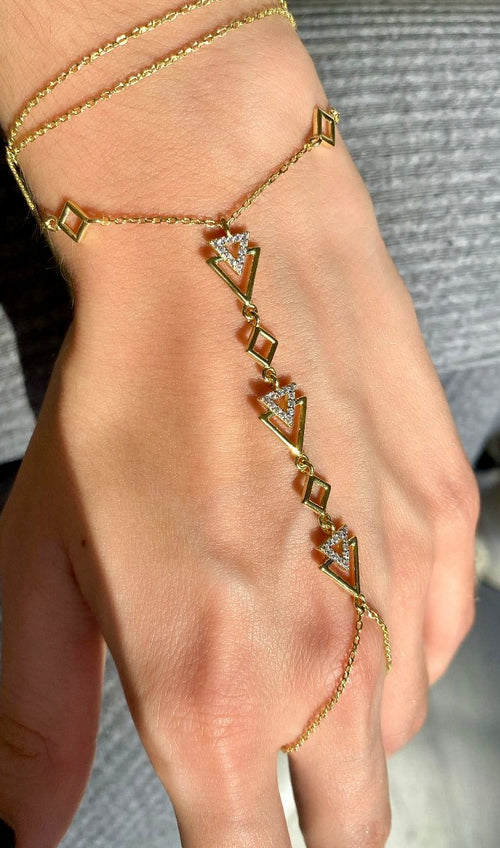 925 Ayar Gümüş Üzeri Altın Kaplama | Işıltılı Altın Şahmeran - El Zinciri