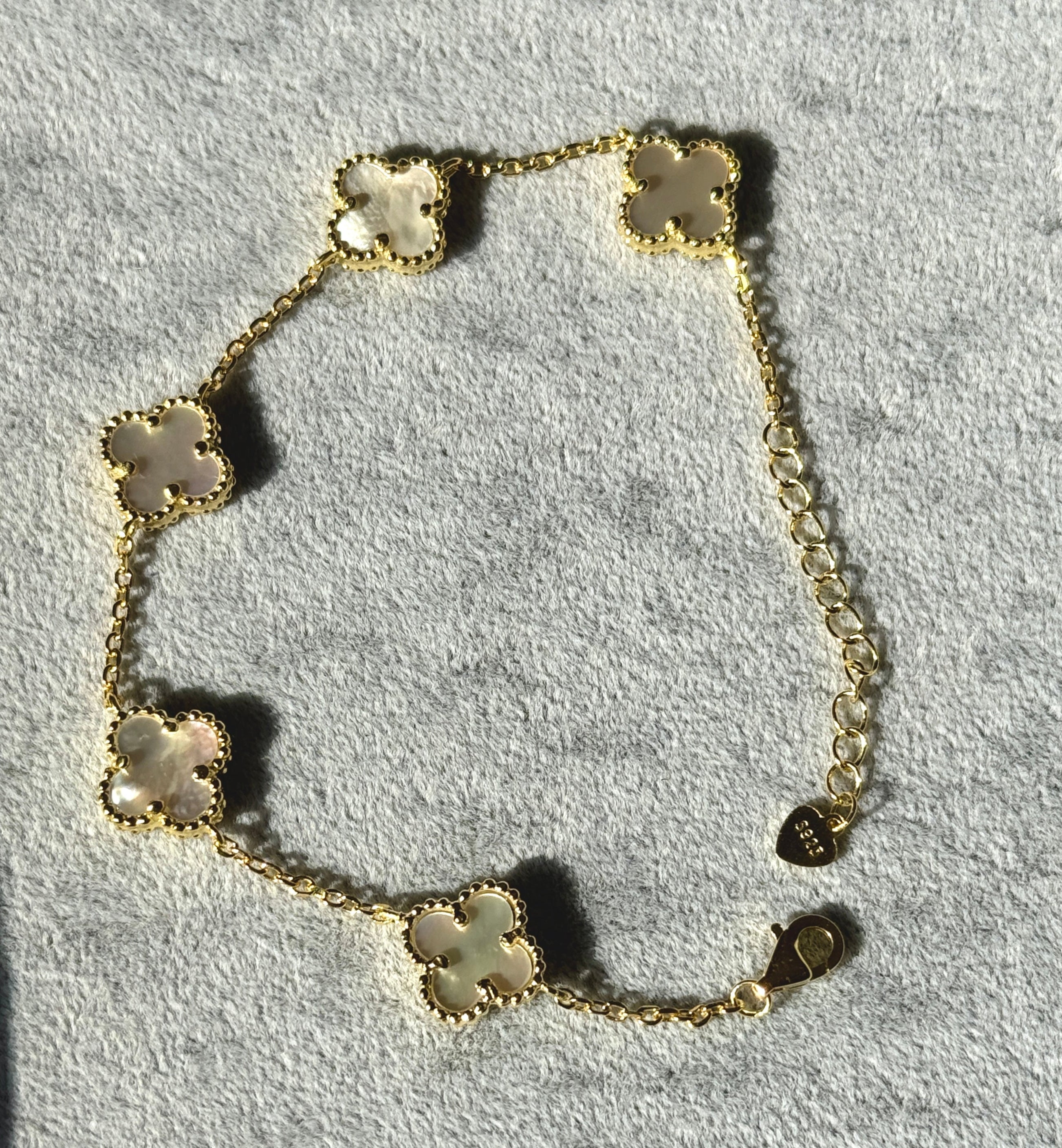 925 Ayar İthal Gümüş Üzeri Altın Kaplama | Marka İthal Yonca Bileklik