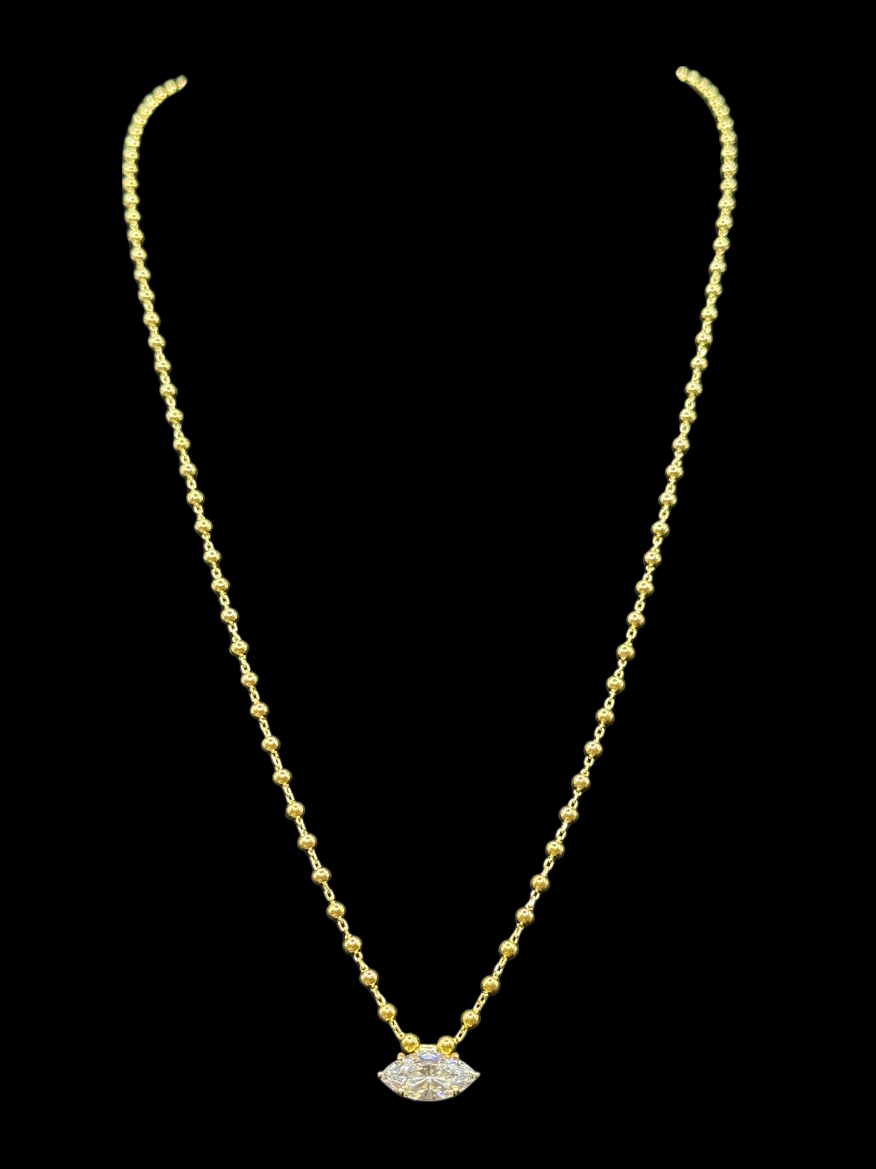 925 Ayar Gümüş Üzeri Altın Kaplama | İthal Markiz Kolye