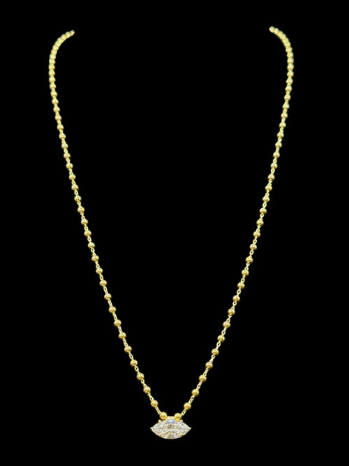 925 Ayar Gümüş Üzeri Altın Kaplama | İthal Markiz Kolye