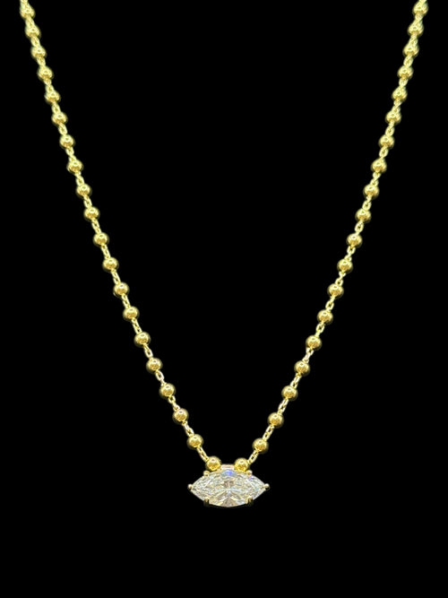 925 Ayar Gümüş Üzeri Altın Kaplama | İthal Markiz Kolye