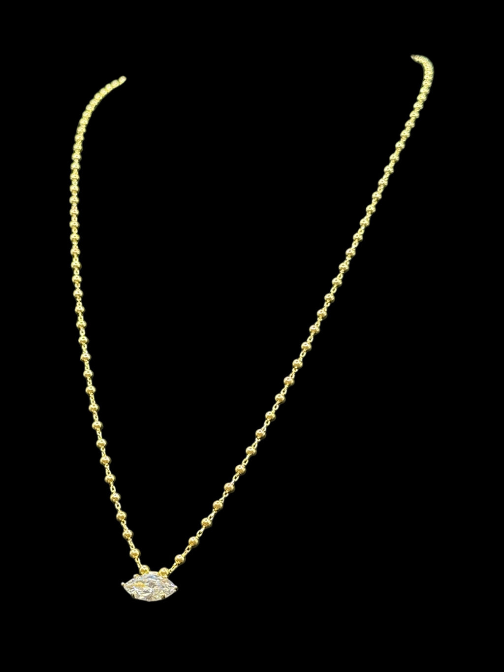 925 Ayar Gümüş Üzeri Altın Kaplama | İthal Markiz Kolye