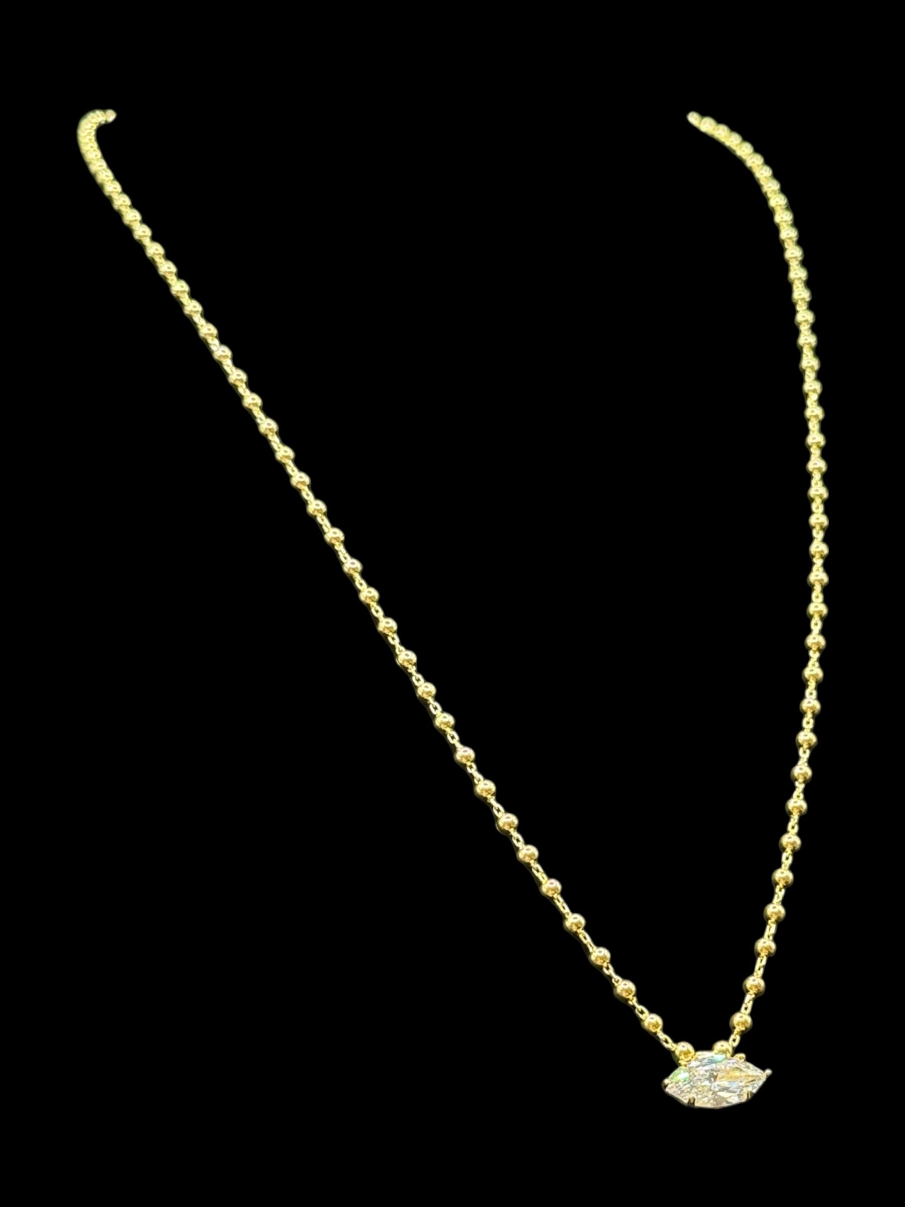 925 Ayar Gümüş Üzeri Altın Kaplama | İthal Markiz Kolye