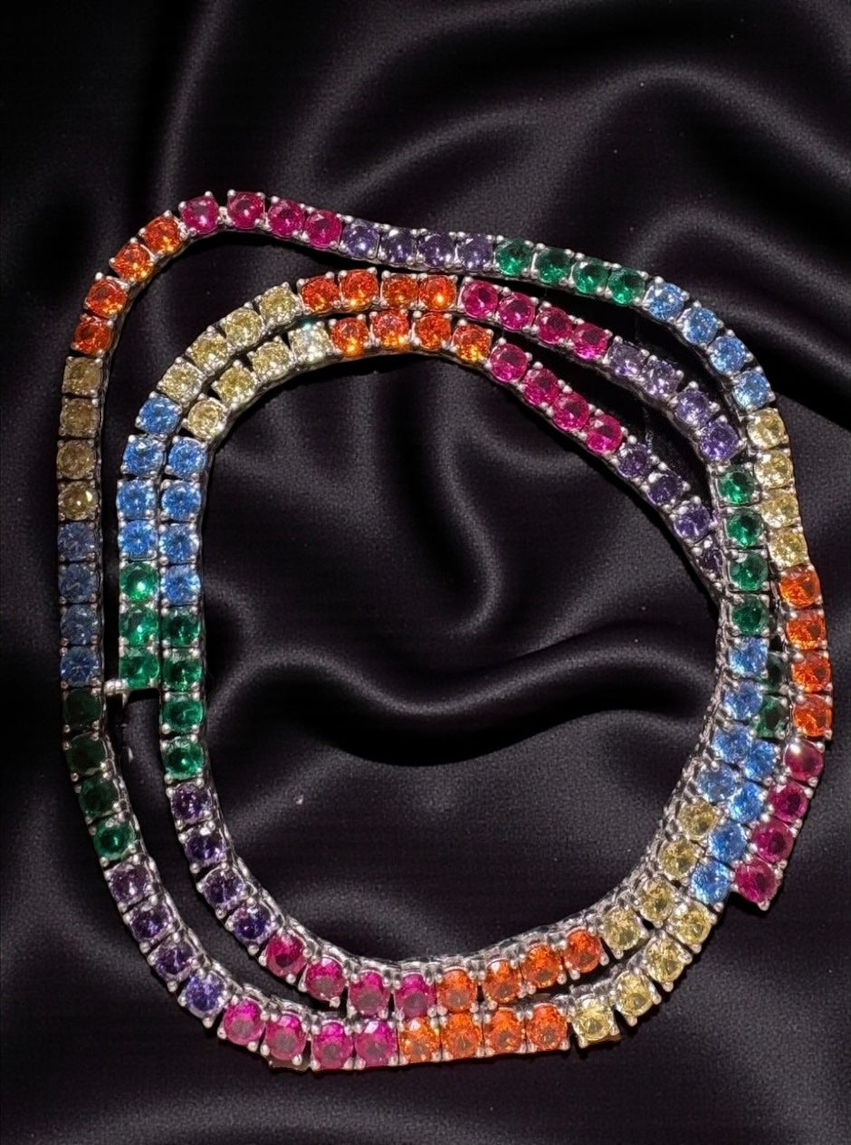 925 Ayar Gümüş Üzeri Altın Kaplama | İthal Rainbow Su Yolu Kolye