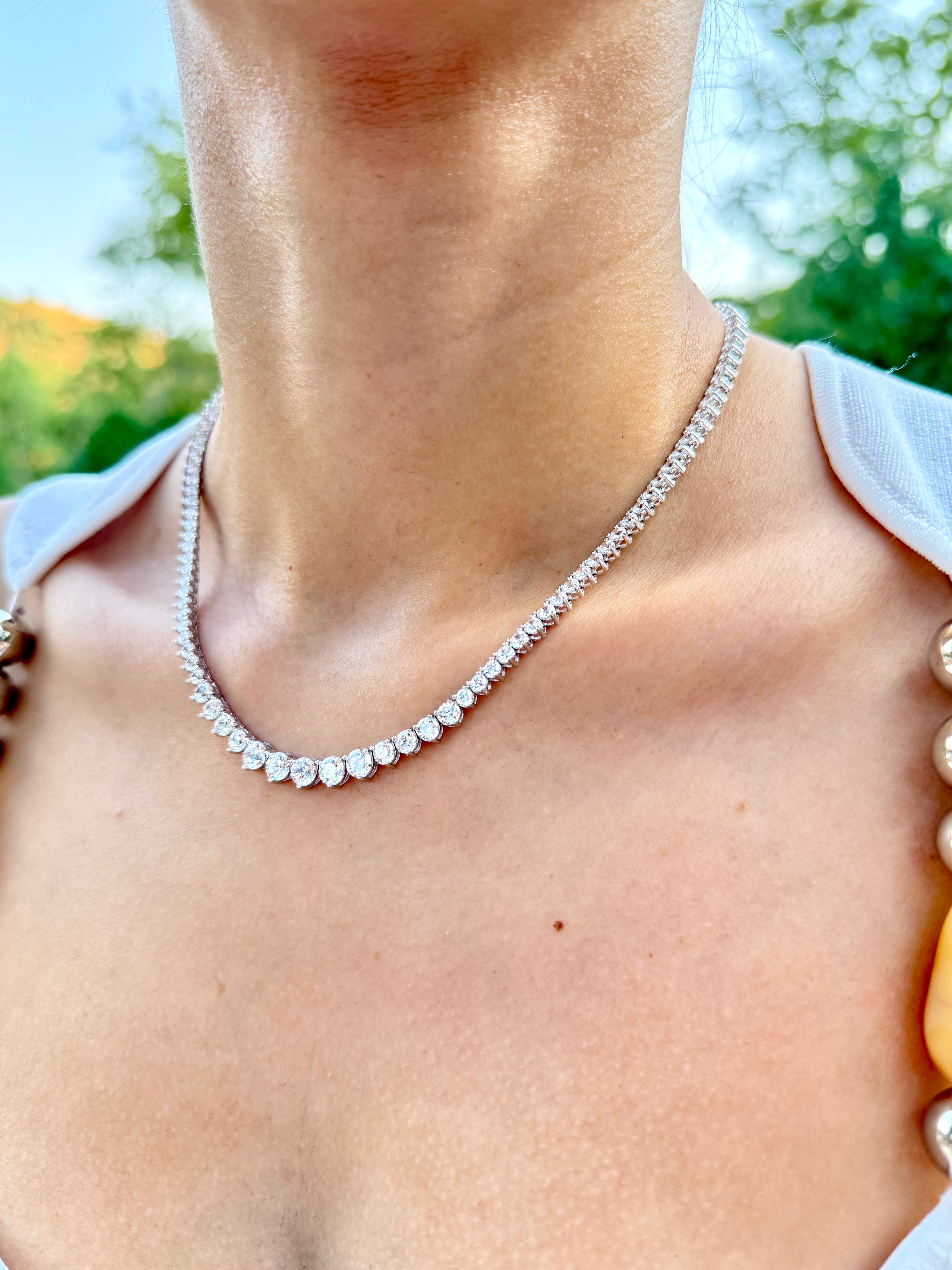 925 Ayar Gümüş Üzeri Altın Kaplama | İthal Sentetik Taşlı Süzme Su Yolu Kolye 40 cm