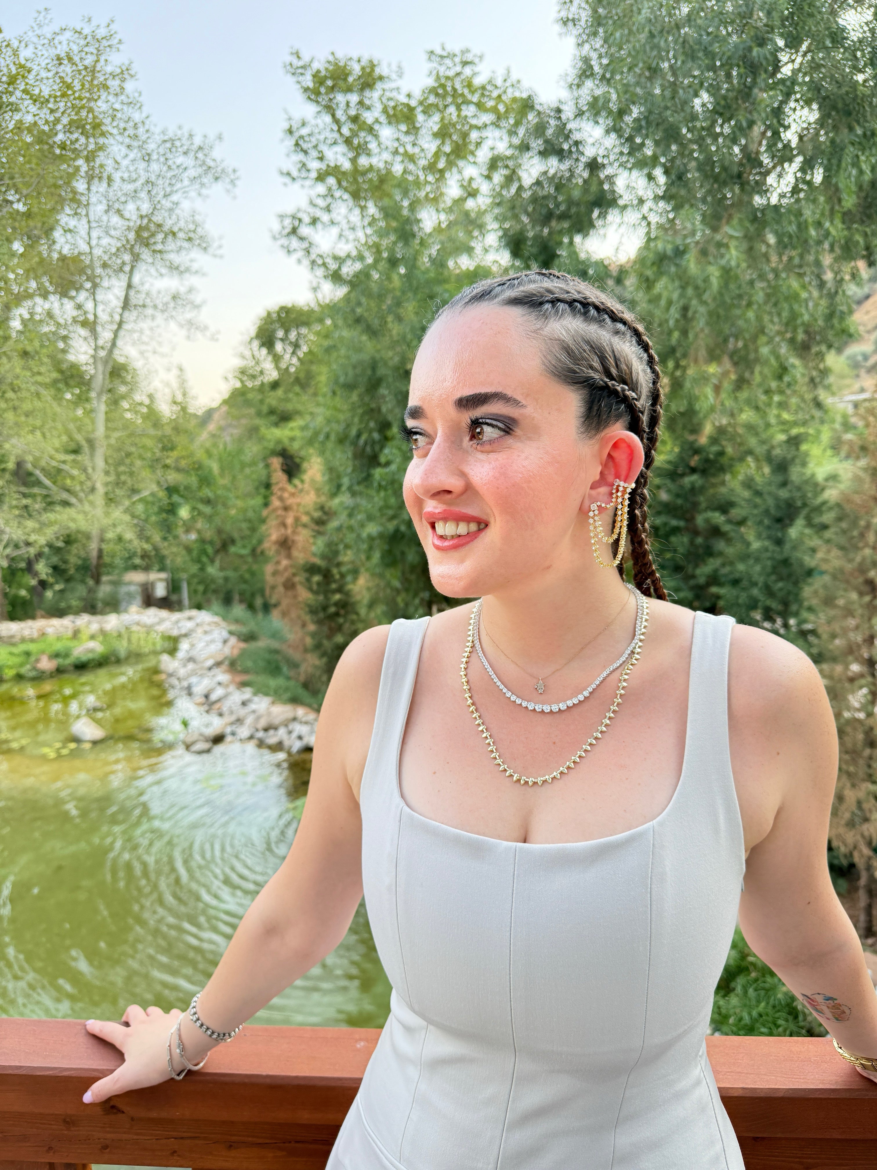 925 Ayar Gümüş Üzeri Altın Kaplama | İthal Sentetik Taşlı Süzme Su Yolu Kolye 40 cm