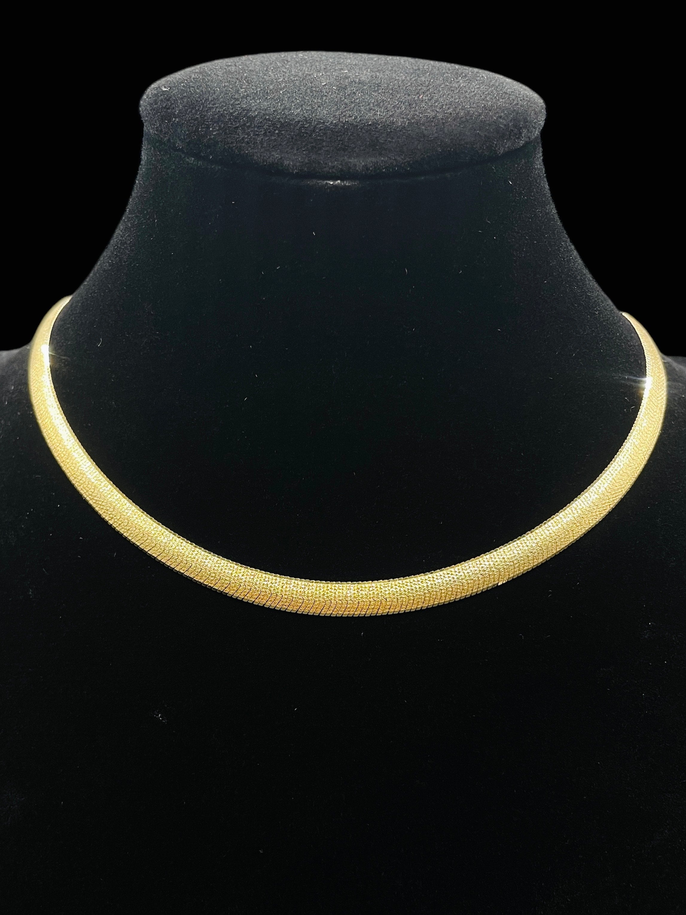 925 Ayar Gümüş Üzeri Altın Kaplama | Kalın İtalyan Balık Sırtı Kolye