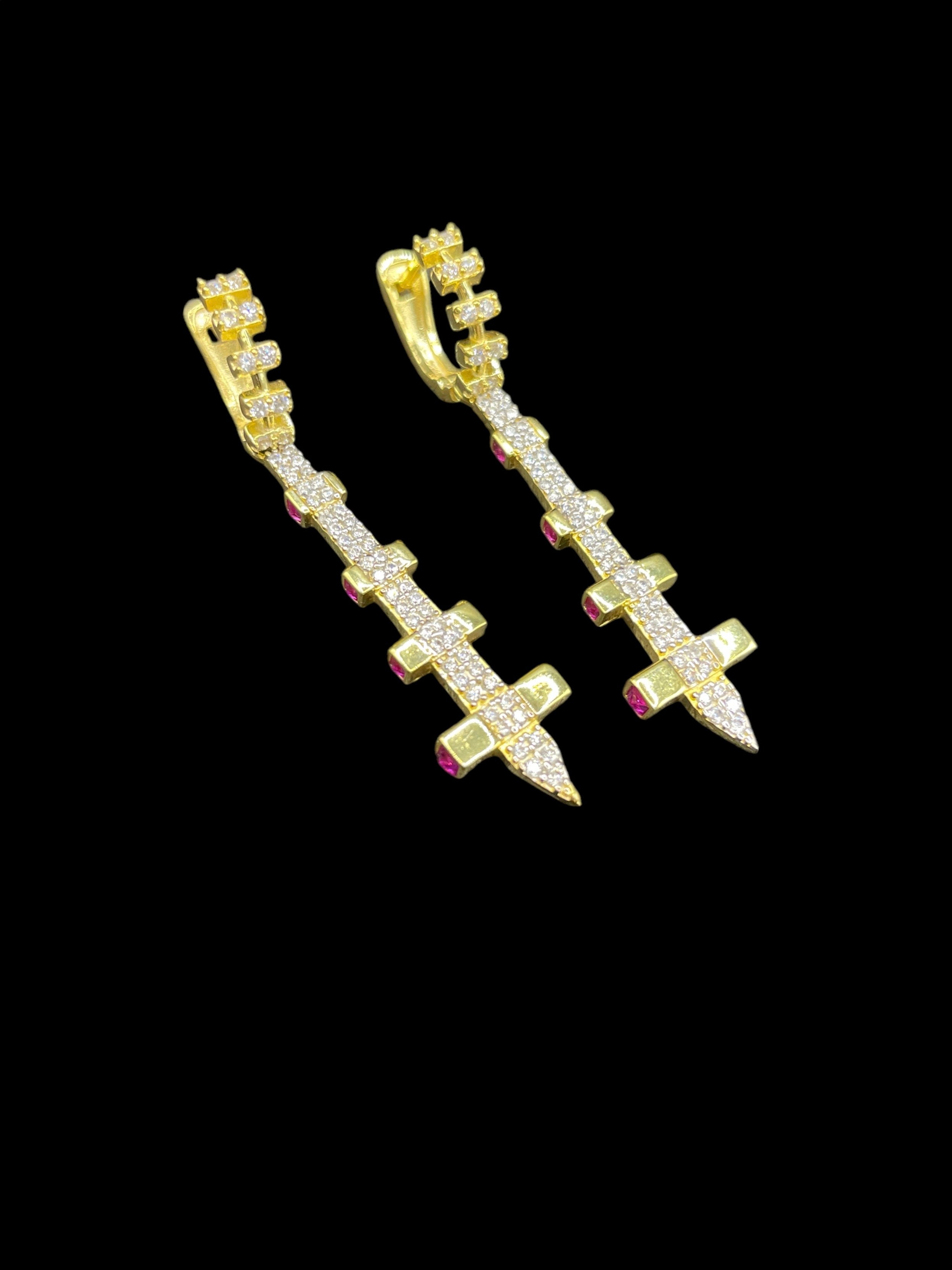 925 Ayar Gümüş Üzeri Altın Kaplama | Kraliyet Yolu Küpeleri