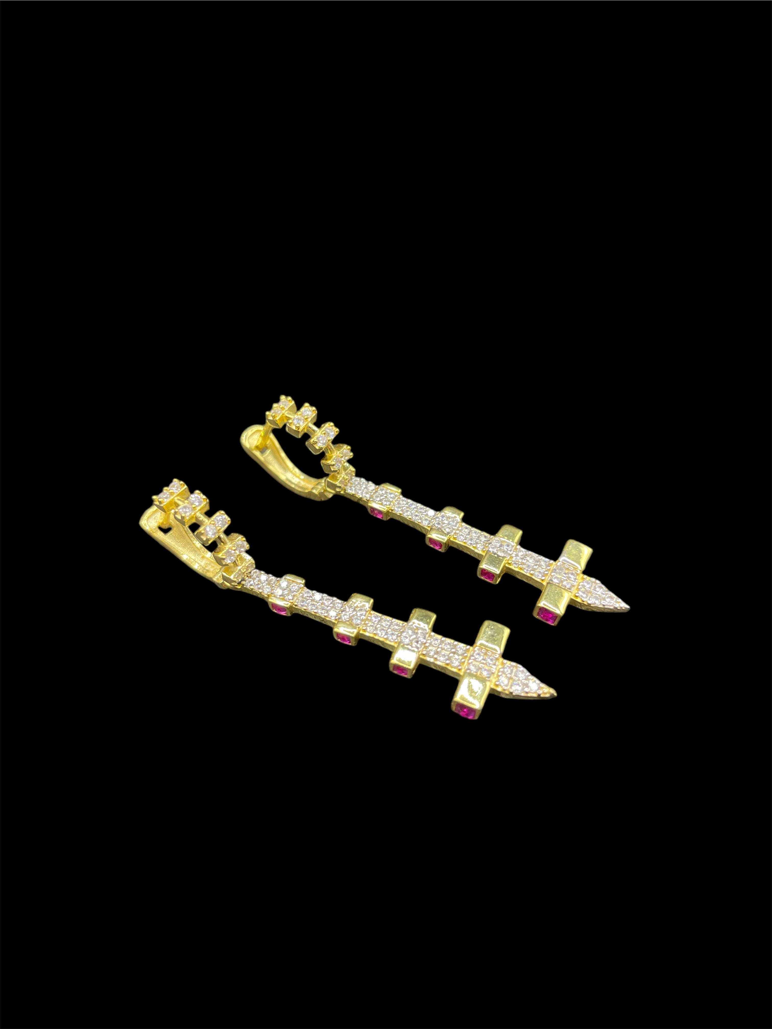 925 Ayar Gümüş Üzeri Altın Kaplama | Kraliyet Yolu Küpeleri