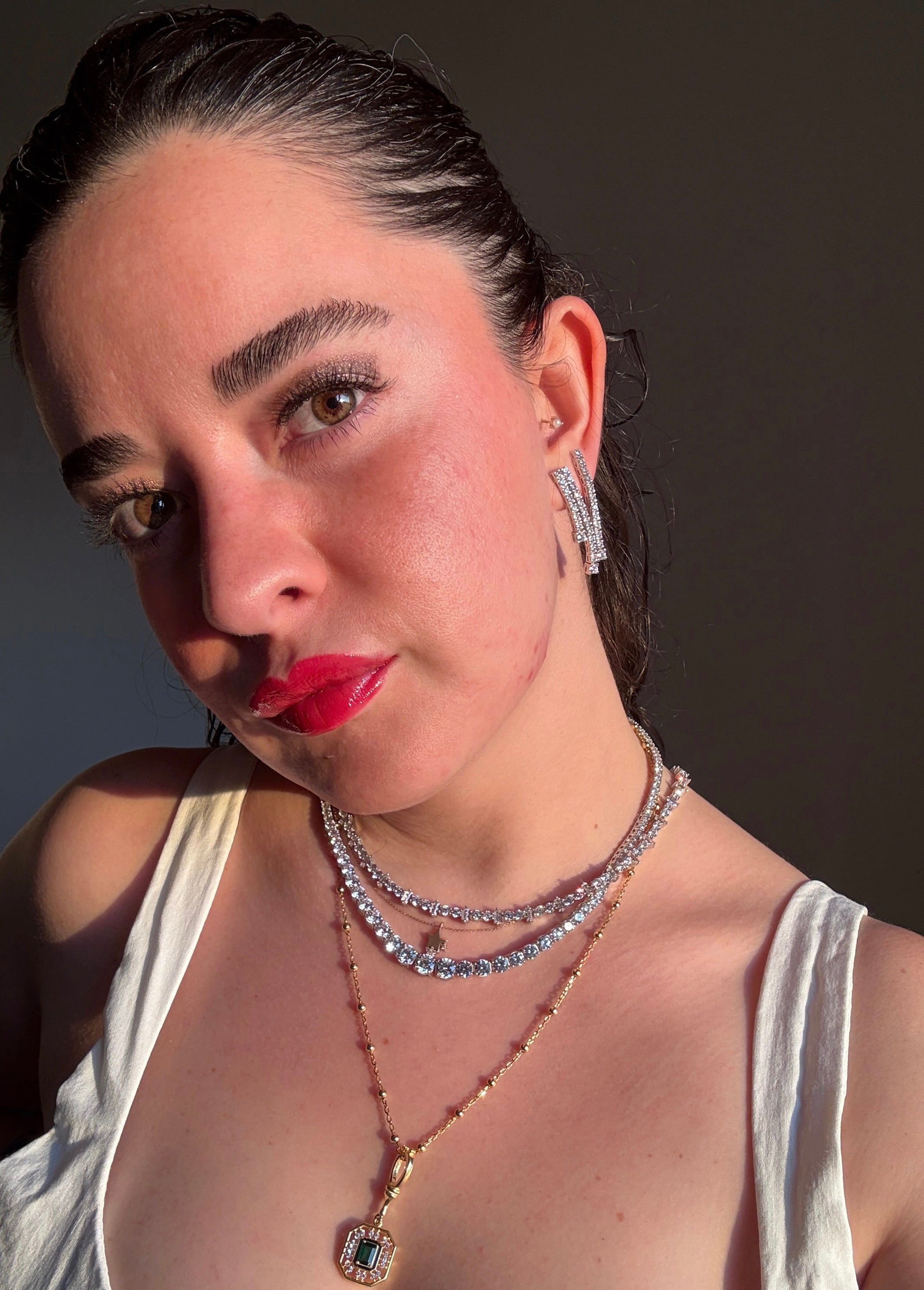 925 Ayar Gümüş Üzeri Altın Kaplama | Kristal Su Yolu Kolye