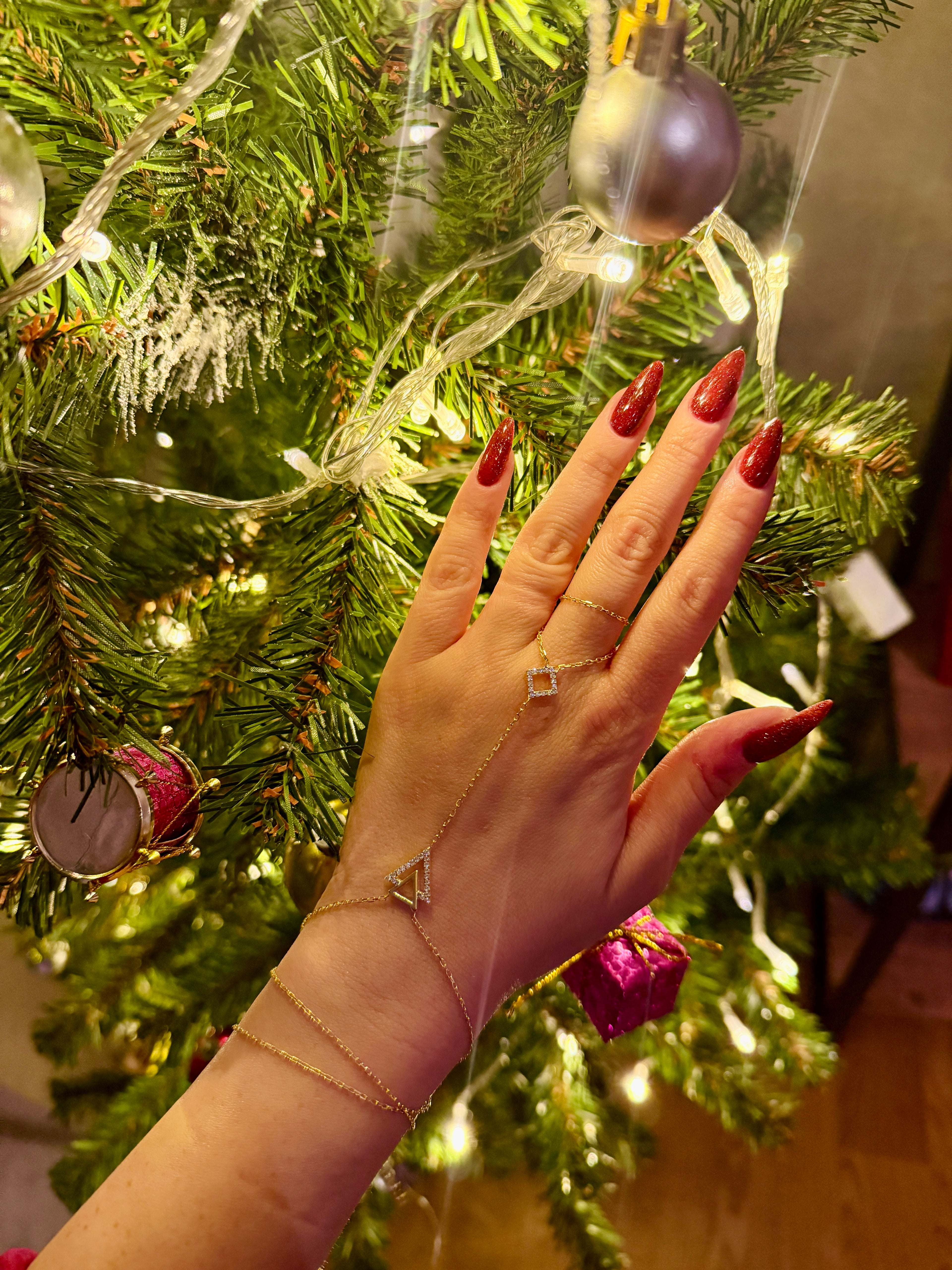 925 Ayar Gümüş Üzeri Altın Kaplama | Kristal Yıldız Şahmeran - El Zinciri