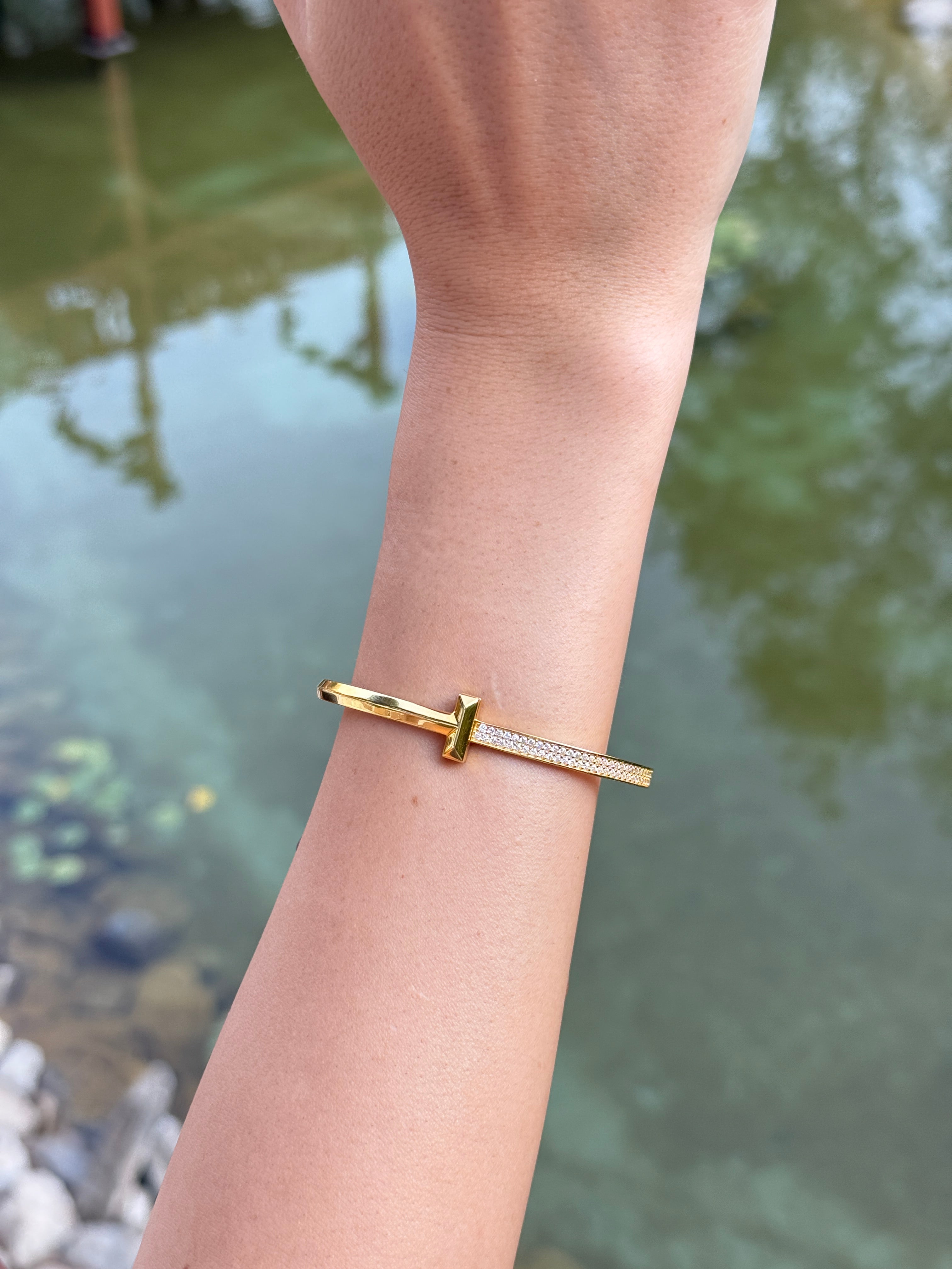 925 Ayar Gümüş Üzeri Altın Kaplama | Marka İthal T Kelepçe