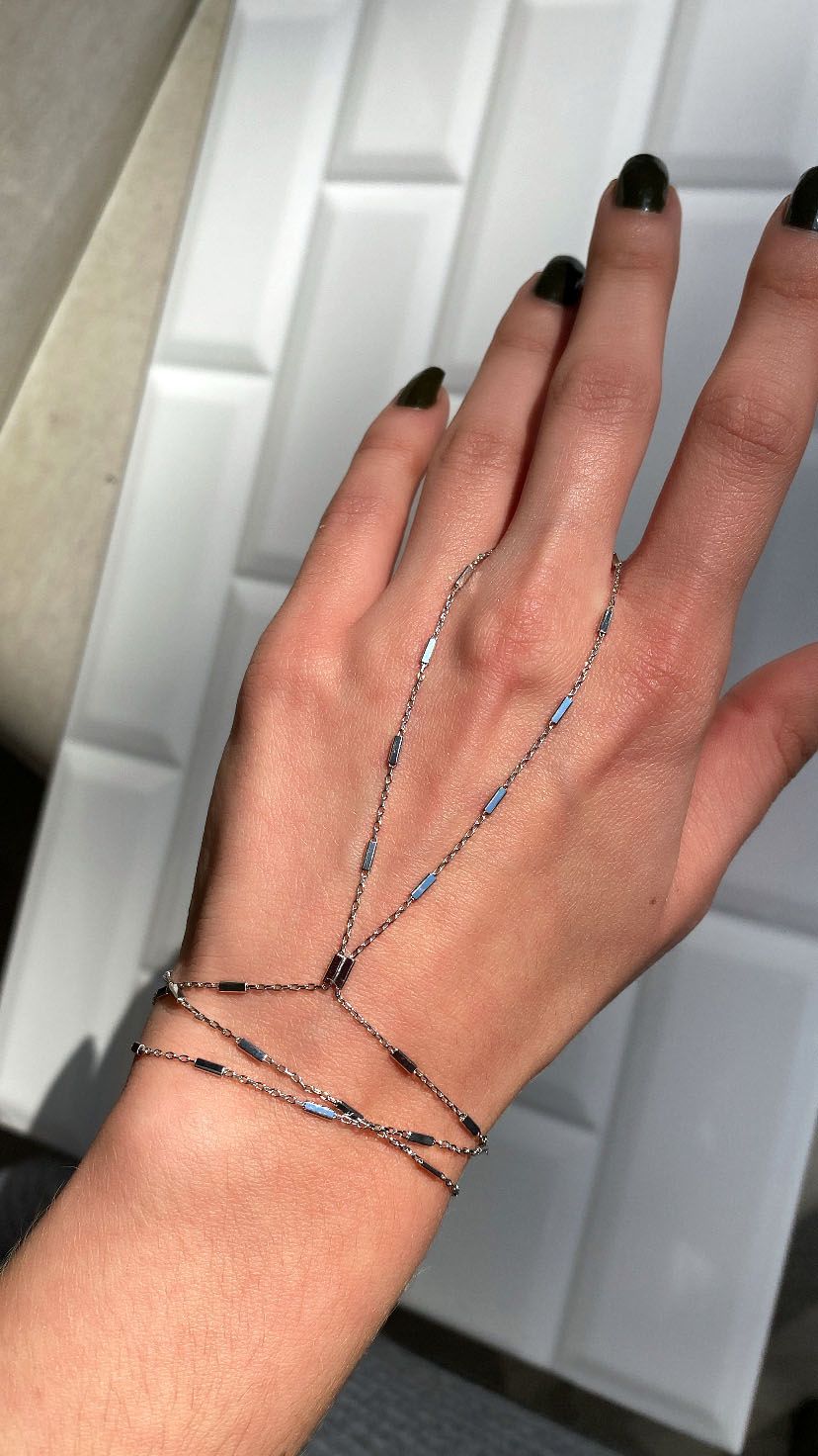 925 Ayar Gümüş Üzeri Altın Kaplama | Mini Çubuklu Şahmeran - El Zinciri