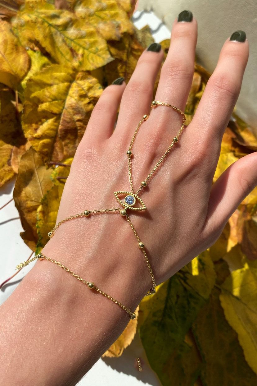 925 Ayar Gümüş Üzeri Altın Kaplama | Oculus Şahmeran - El Zinciri