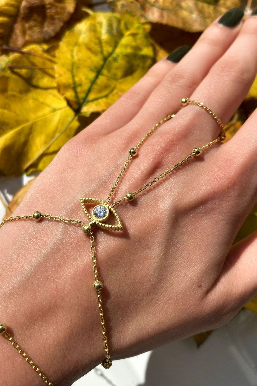 925 Ayar Gümüş Üzeri Altın Kaplama | Oculus Şahmeran - El Zinciri