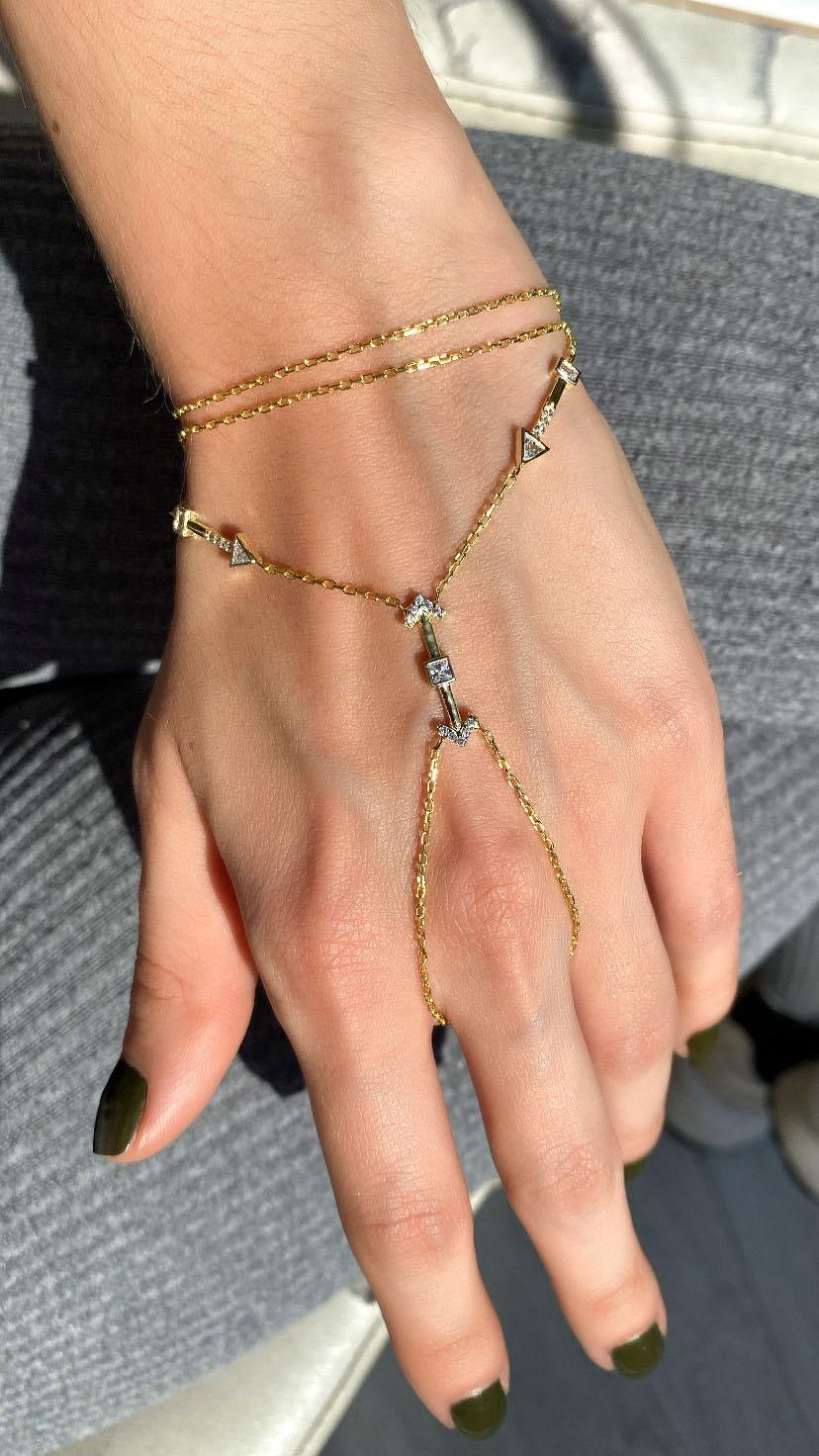 925 Ayar Gümüş Üzeri Altın Kaplama | Ok Şahmeran - El Zinciri