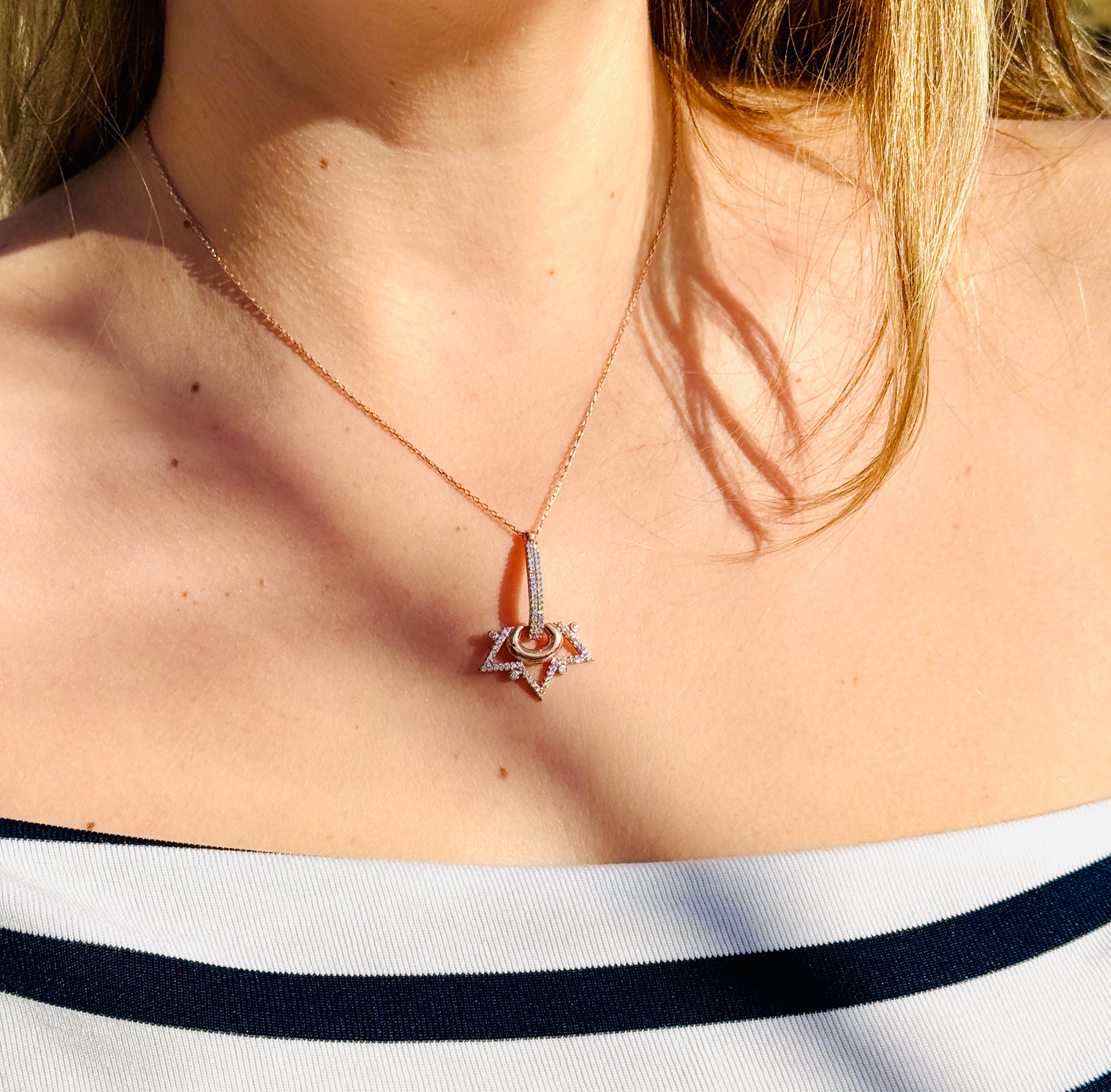 925 Ayar Gümüş Üzeri Altın Kaplama | Yıldız Işığı Kolye