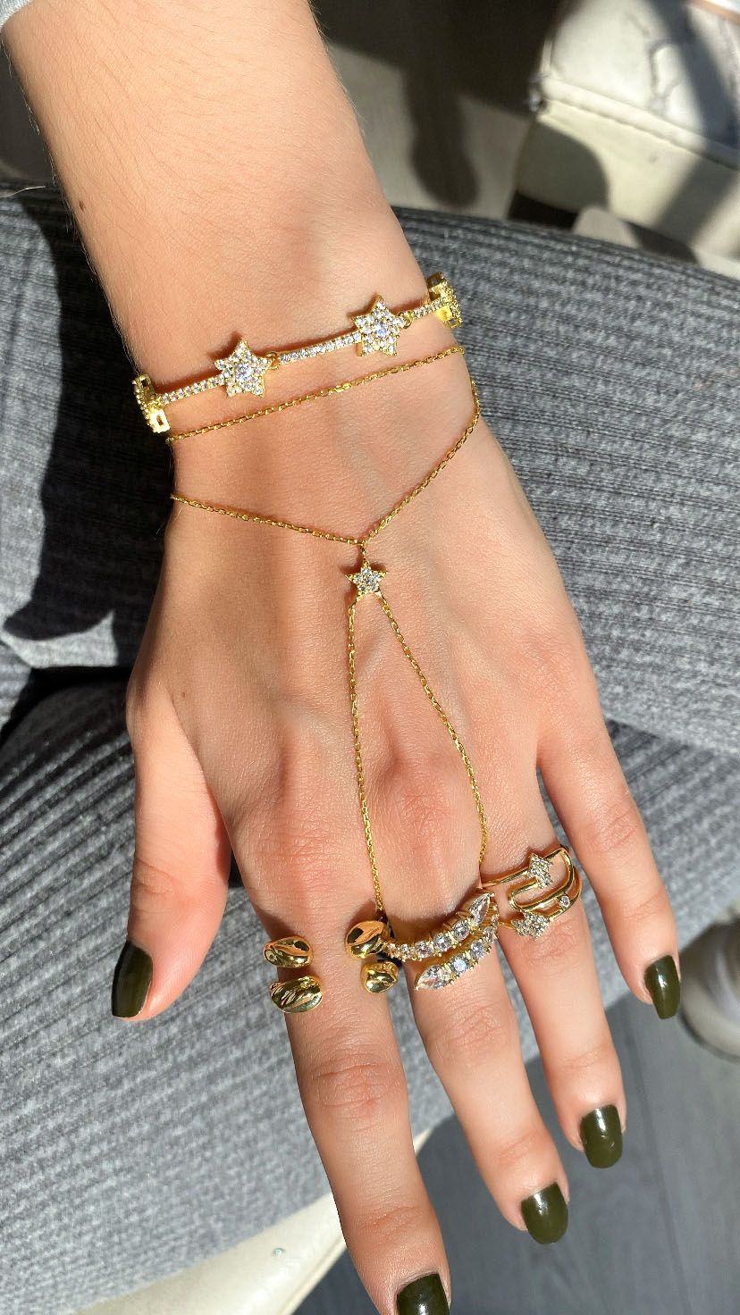 925 Ayar Gümüş Üzeri Altın Kaplama | Yıldız Şahmeran - El Zinciri