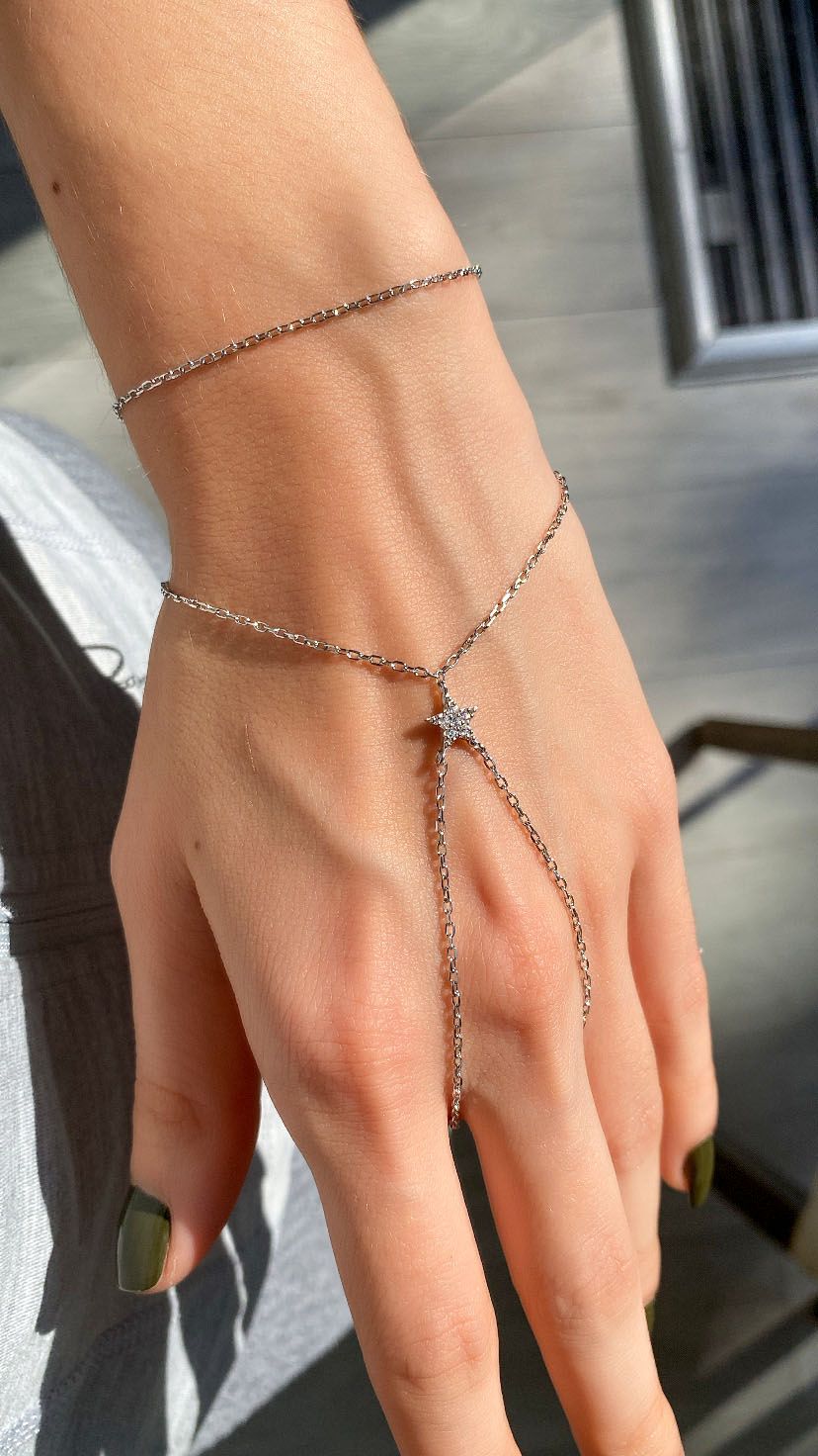 925 Ayar Gümüş Üzeri Altın Kaplama | Yıldız Şahmeran - El Zinciri