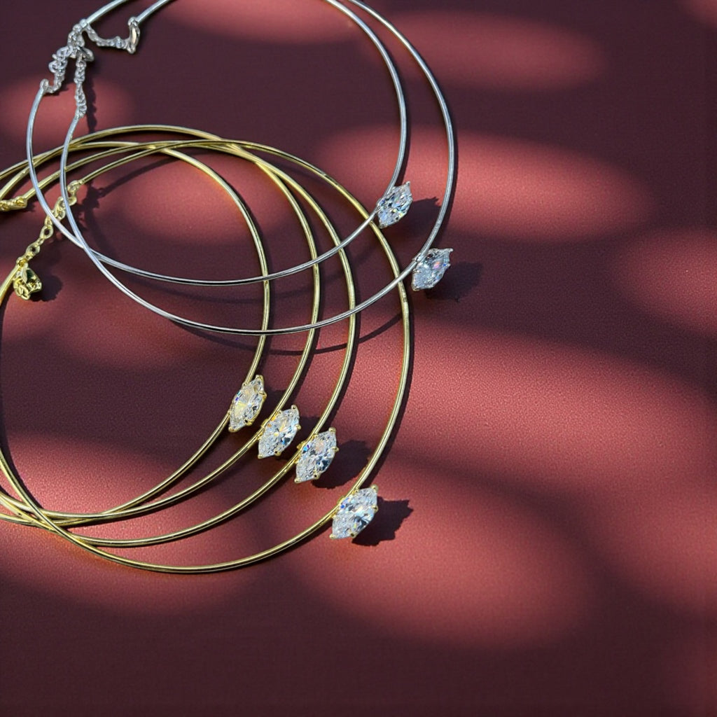 925 Ayar İthal Gümüş Üzeri Altın Kaplama | Badem Choker