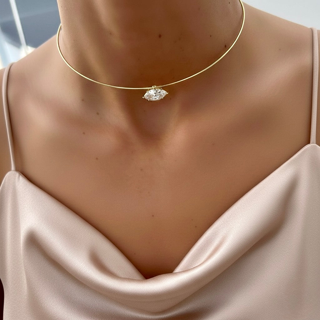 925 Ayar İthal Gümüş Üzeri Altın Kaplama | Badem Choker