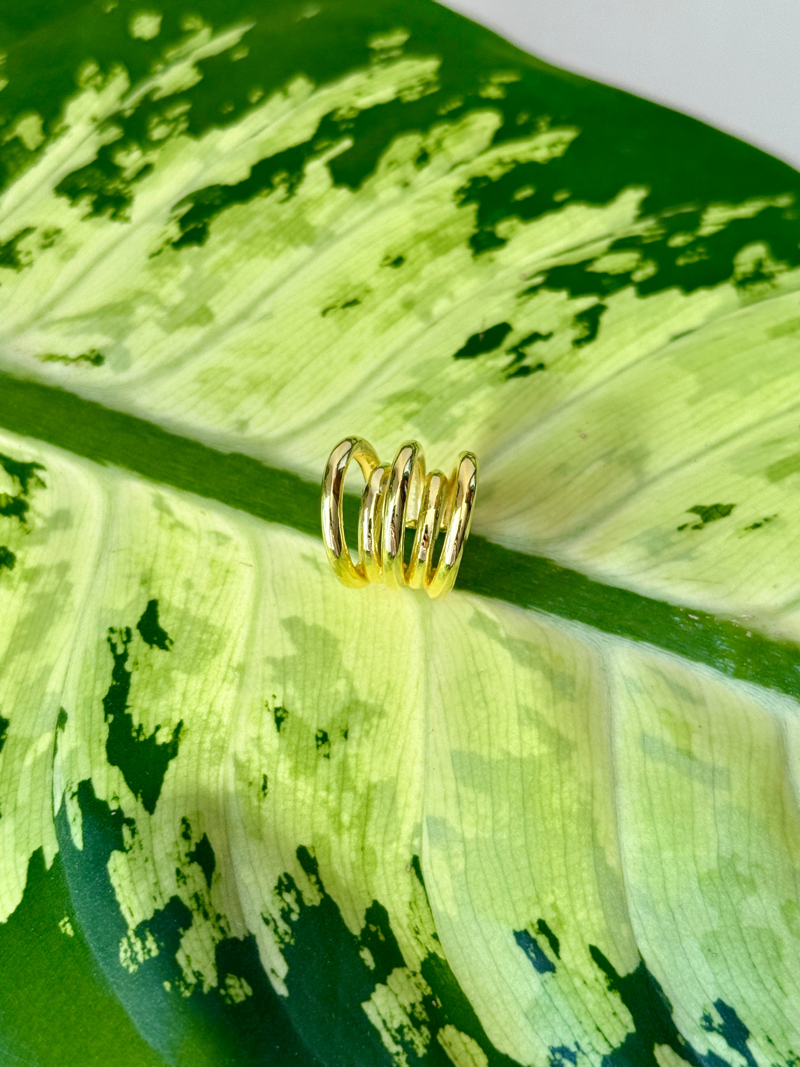 925 Ayar İthal Gümüş Üzeri Altın Kaplama | Halo Split Kıkırdak Küpe-Earcuff