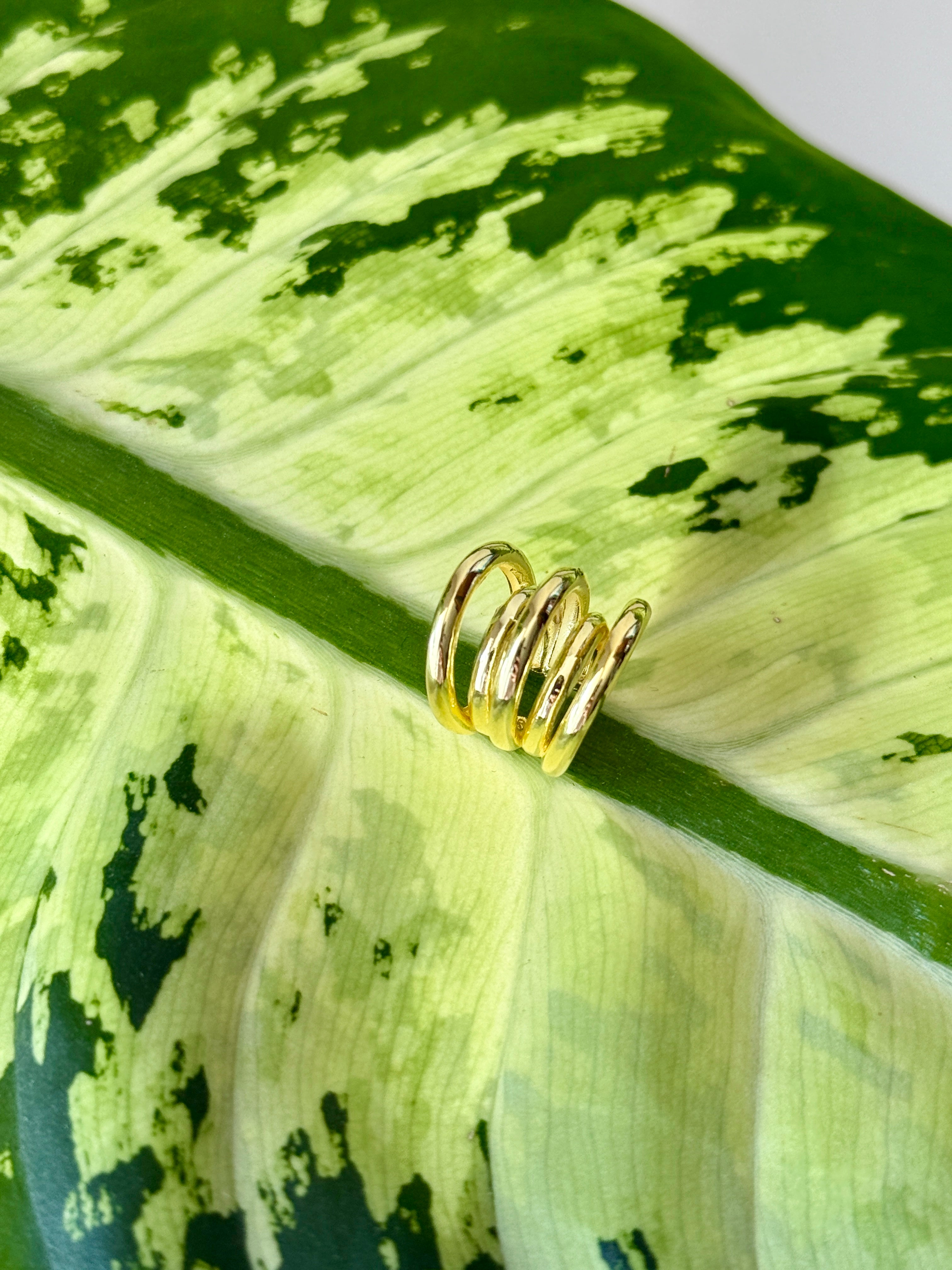 925 Ayar İthal Gümüş Üzeri Altın Kaplama | Halo Split Kıkırdak Küpe-Earcuff