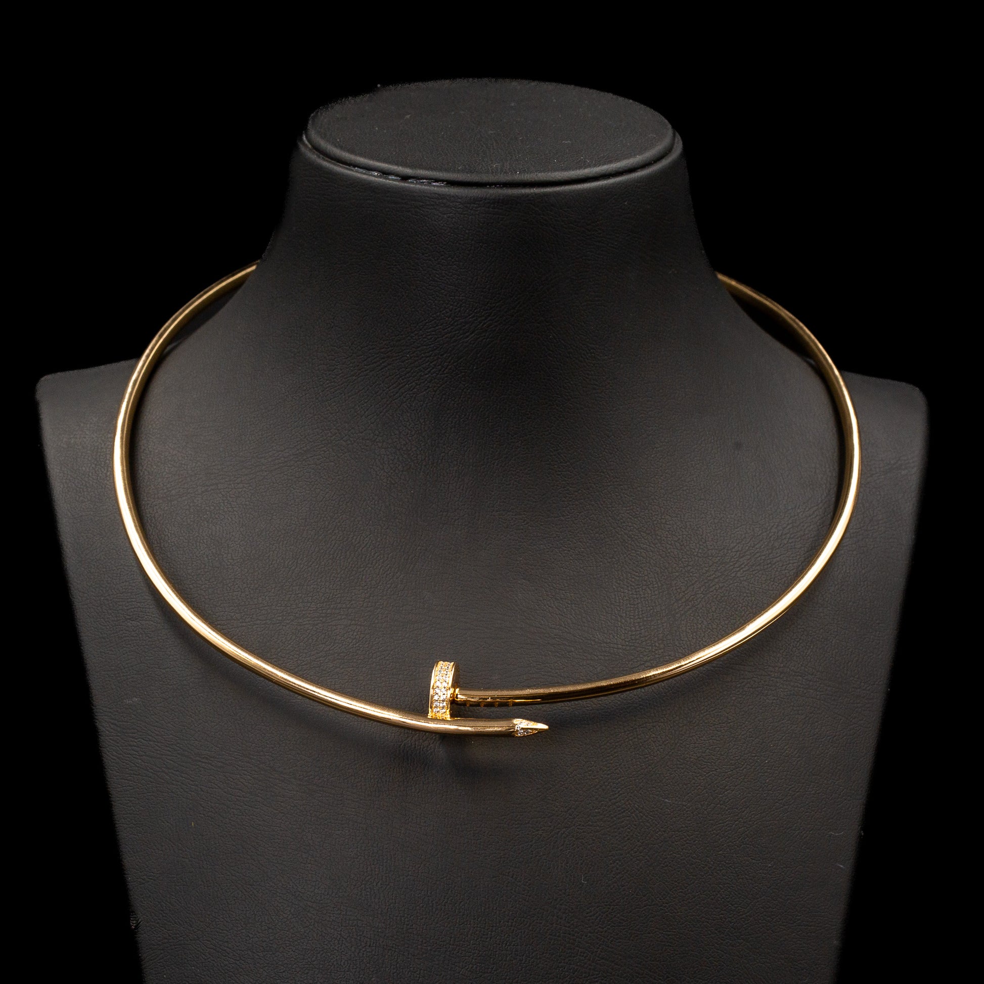 925 Ayar İthal Gümüş Üzeri Altın Kaplama | İthal Marka CRT Mozanit Taşlı Choker Kolye