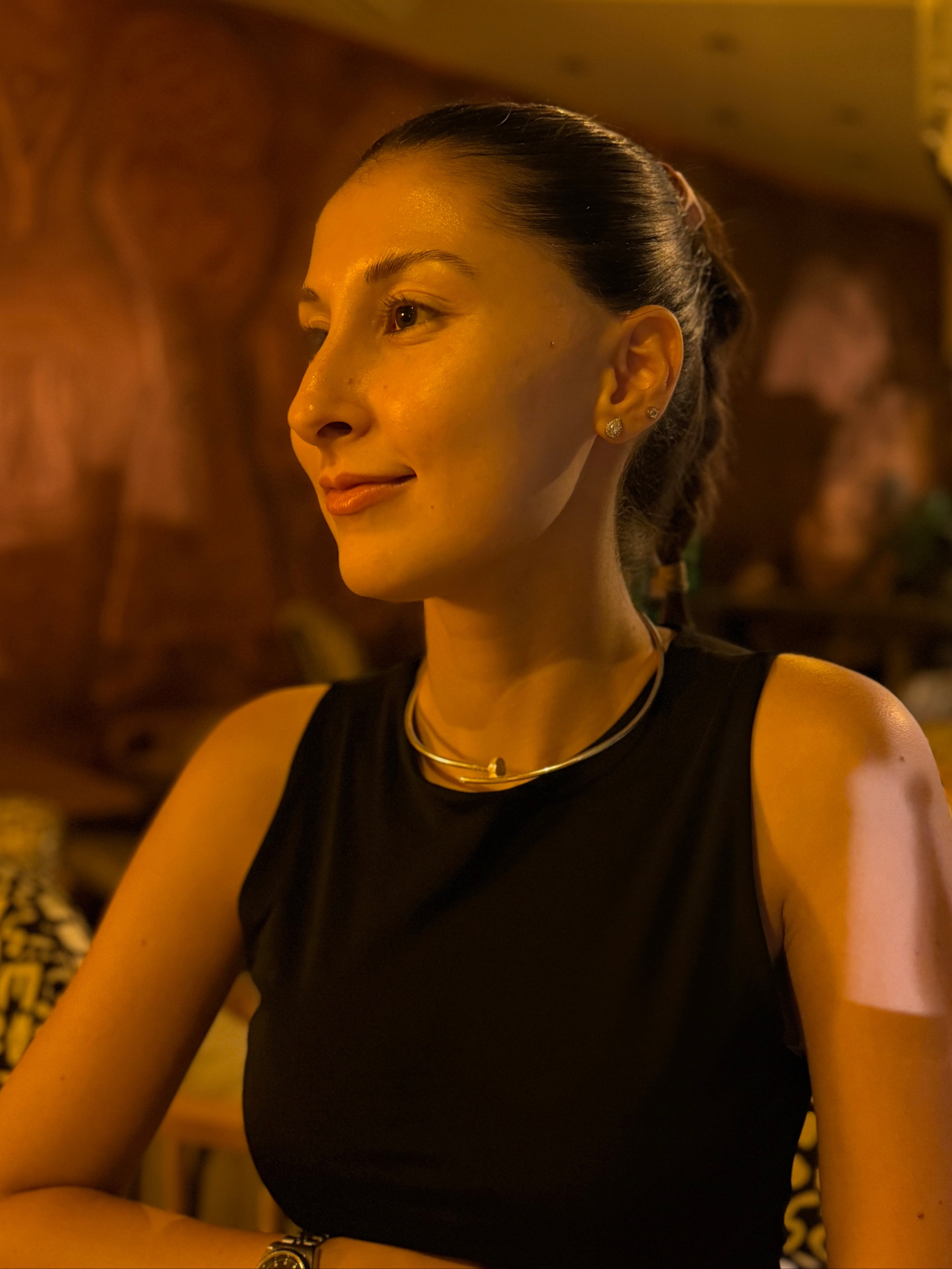 925 Ayar İthal Gümüş Üzeri Altın Kaplama | İthal Marka CRT Mozanit Taşlı Choker Kolye