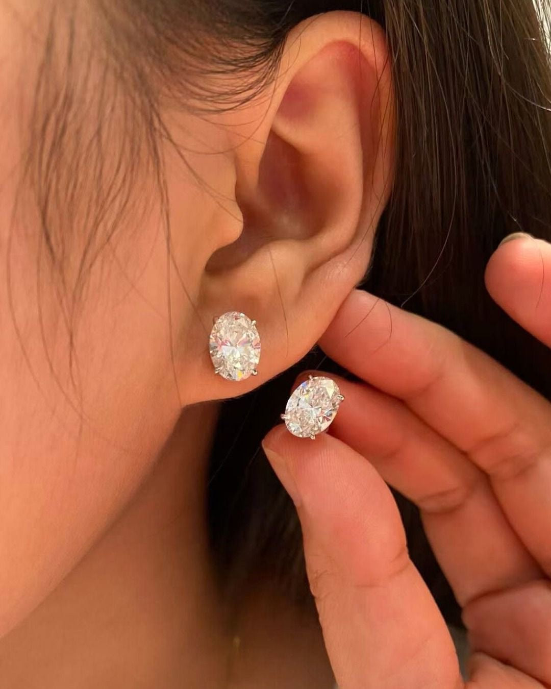 925 Ayar İthal Gümüş Üzeri Altın Kaplama | İthal Oval Küpe