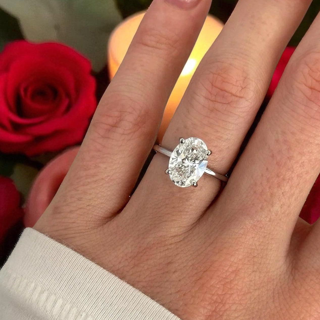 925 Ayar İthal Gümüş Üzeri Altın Kaplama | İthal Oval Taşlı Yüzük