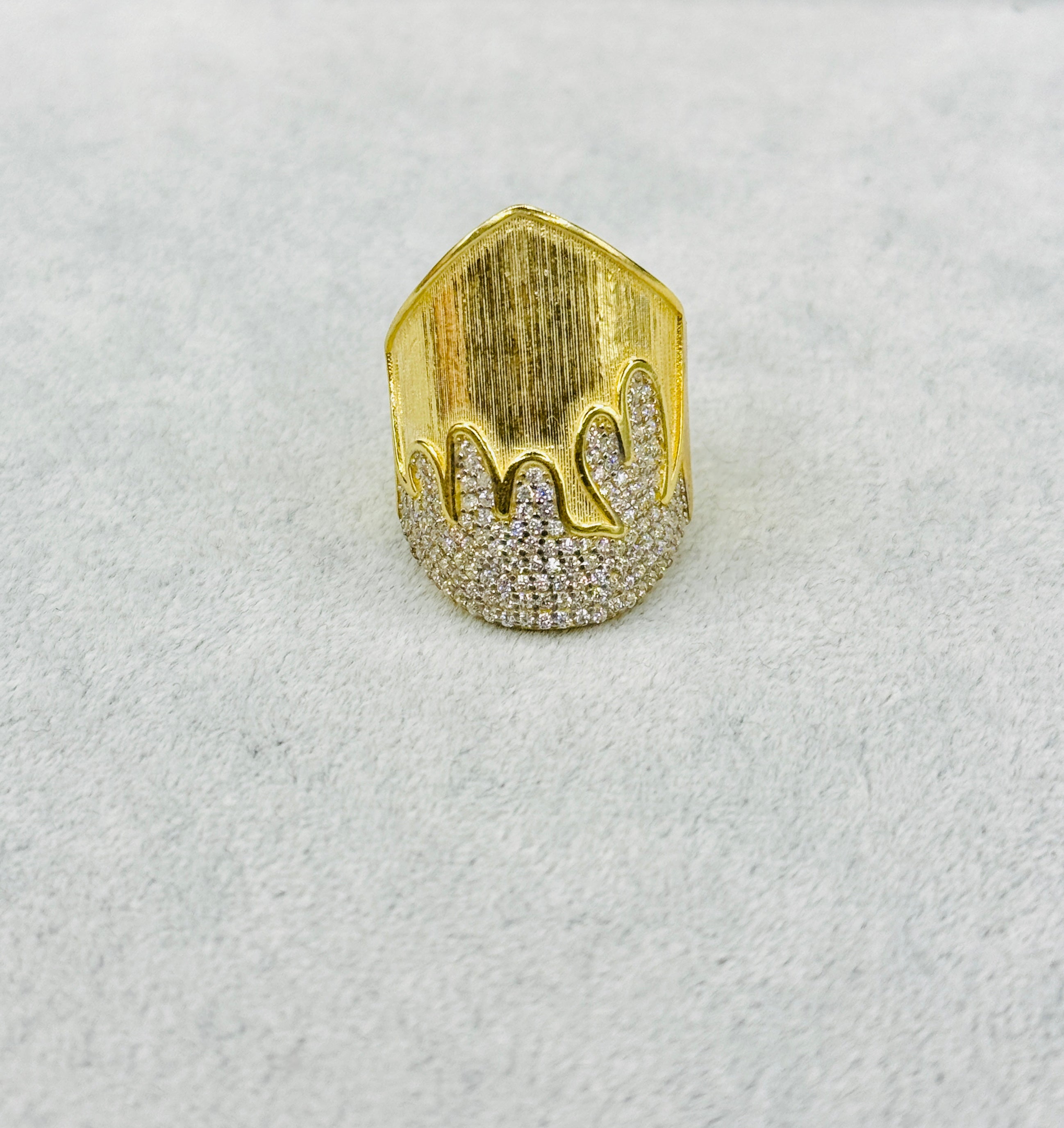 925 Ayar İthal Gümüş Üzeri Altın Kaplama | Kalkan Yüzük