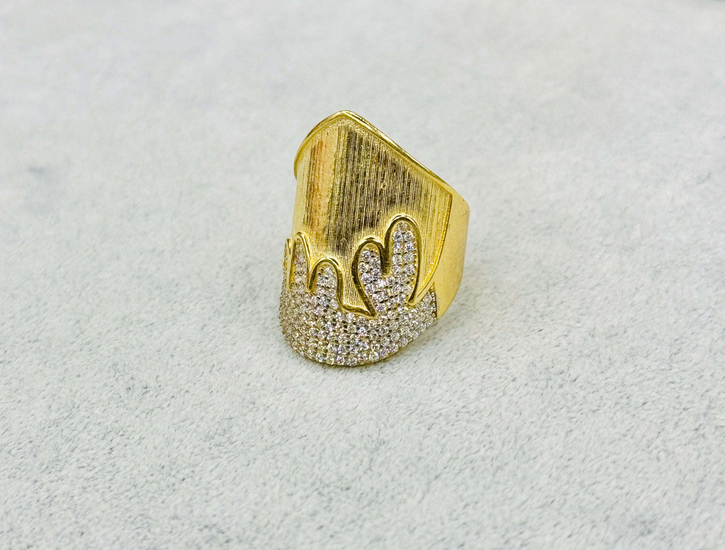 925 Ayar İthal Gümüş Üzeri Altın Kaplama | Kalkan Yüzük