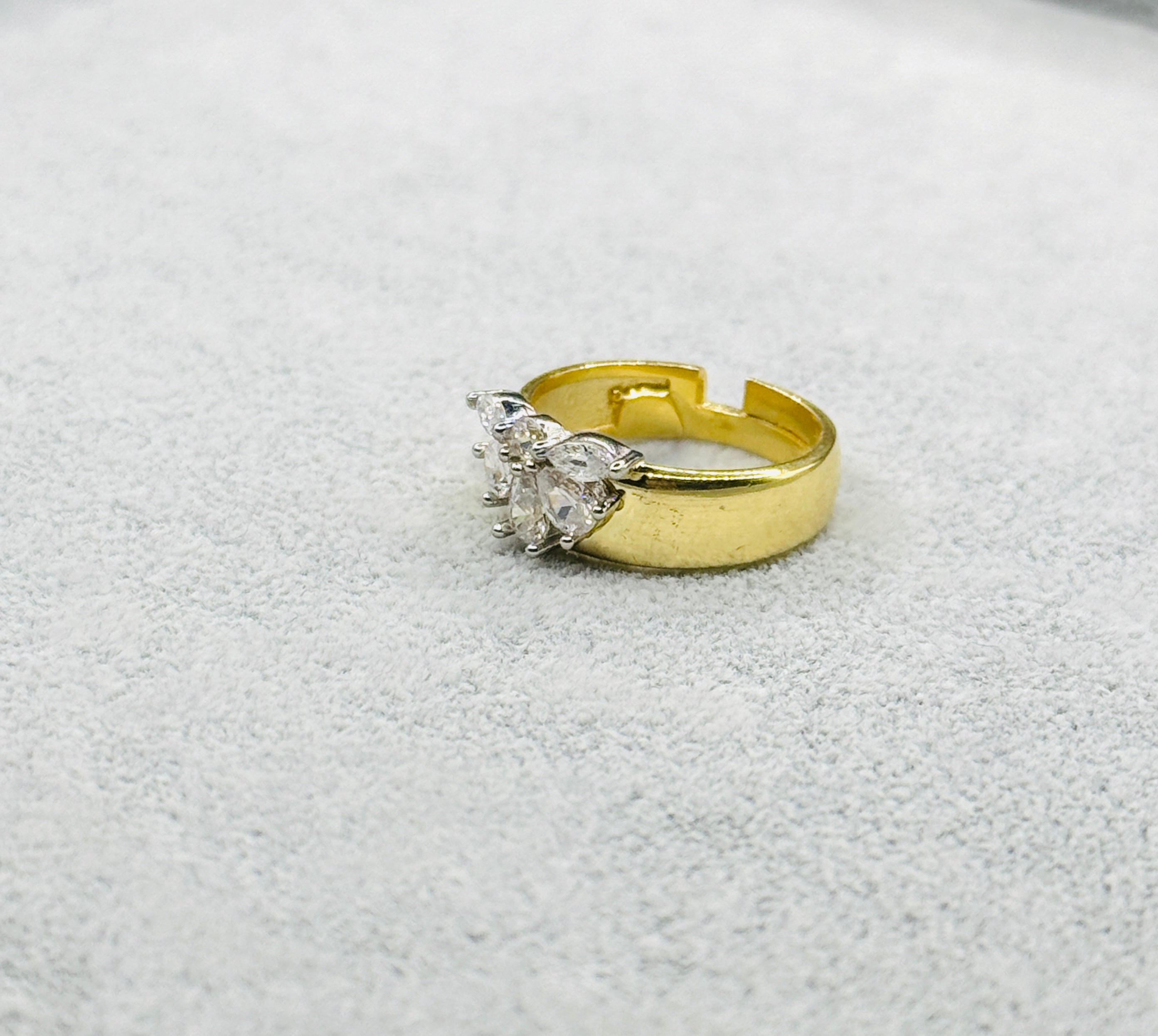 925 Ayar İthal Gümüş Üzeri Altın Kaplama | Kelebek Yüzük