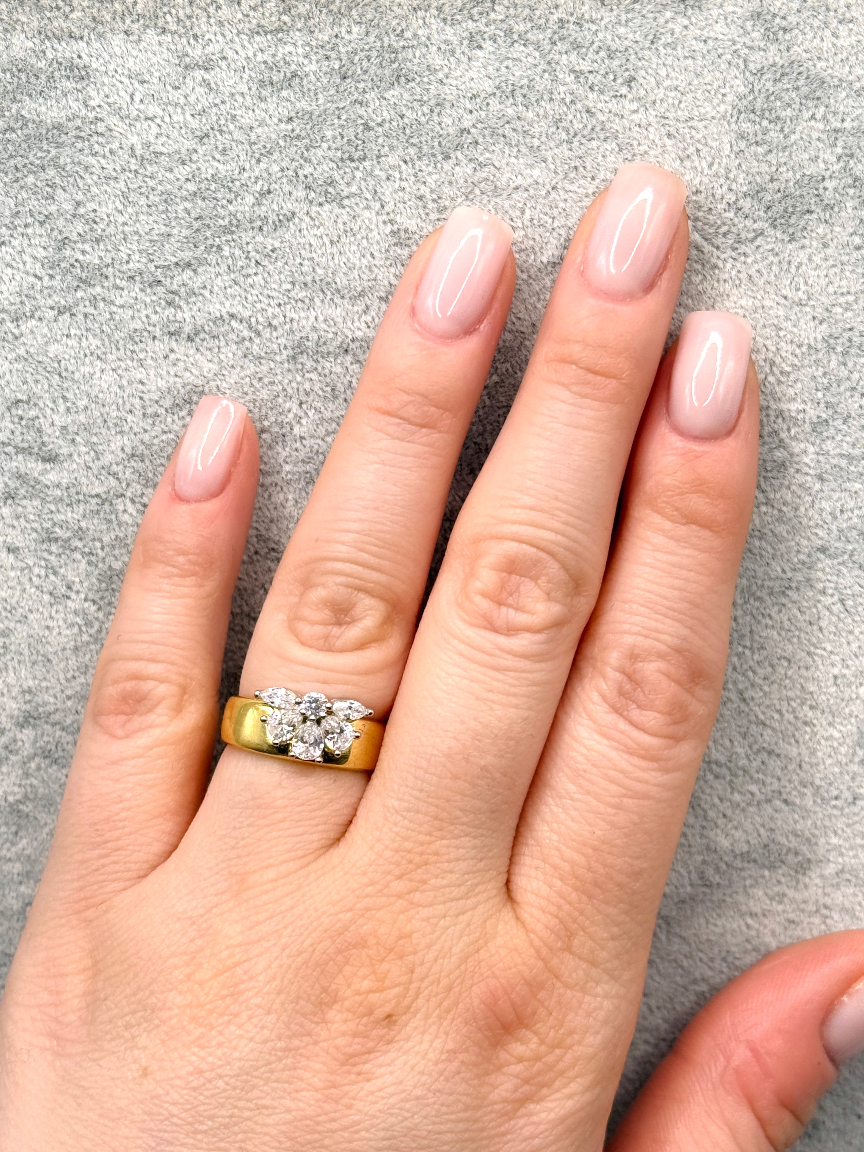 925 Ayar İthal Gümüş Üzeri Altın Kaplama | Kelebek Yüzük