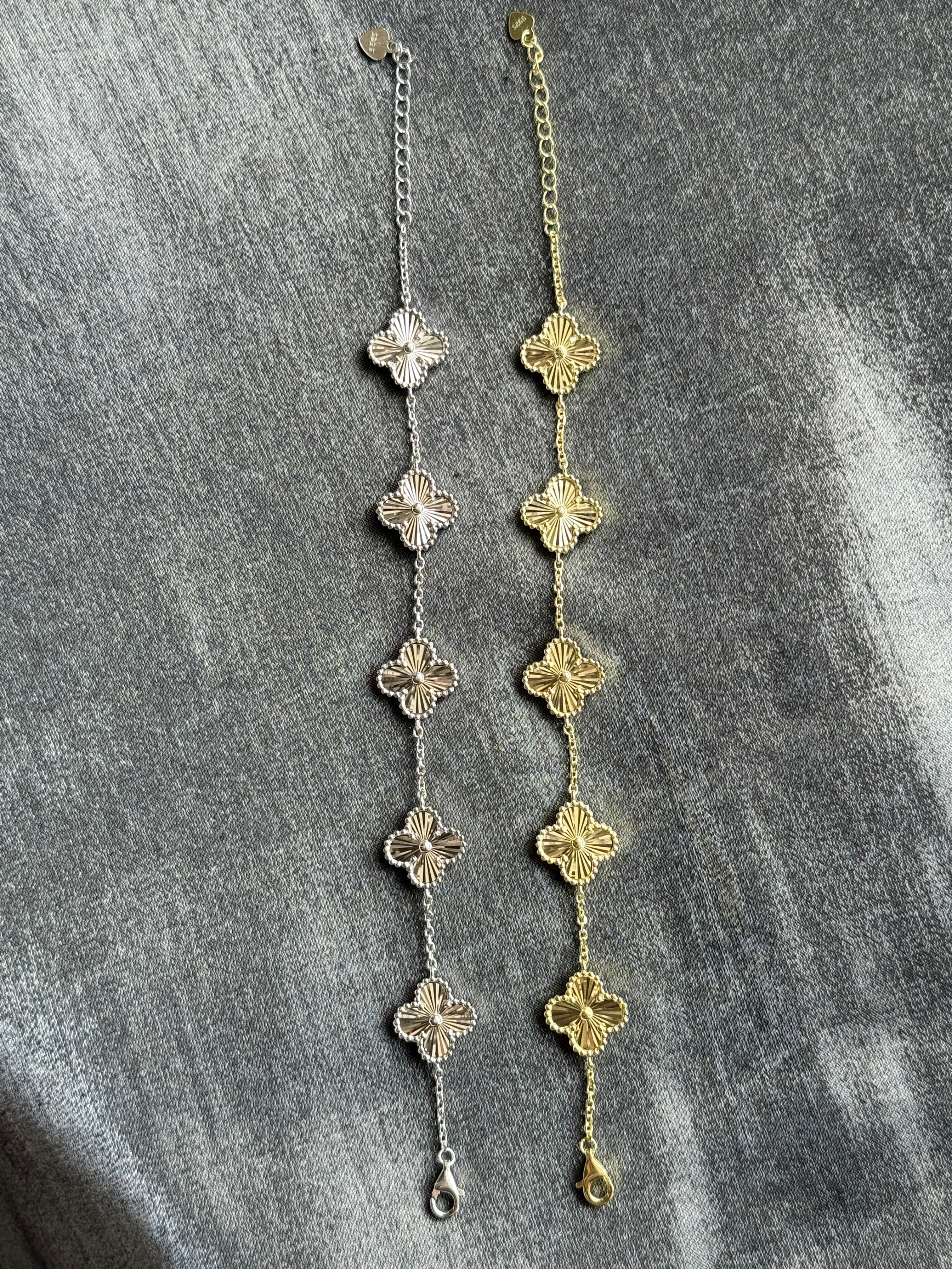 925 Ayar İthal Gümüş Üzeri Altın Kaplama | Marka İthal Silver-Gold Yonca Bileklik