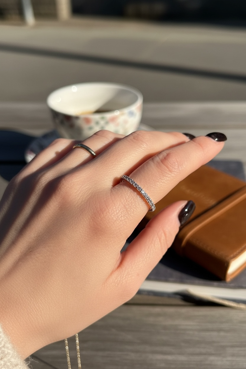 925 Ayar İthal Gümüş Üzeri Altın Kaplama | İthal Mini Taşlı Tamtur Yüzük