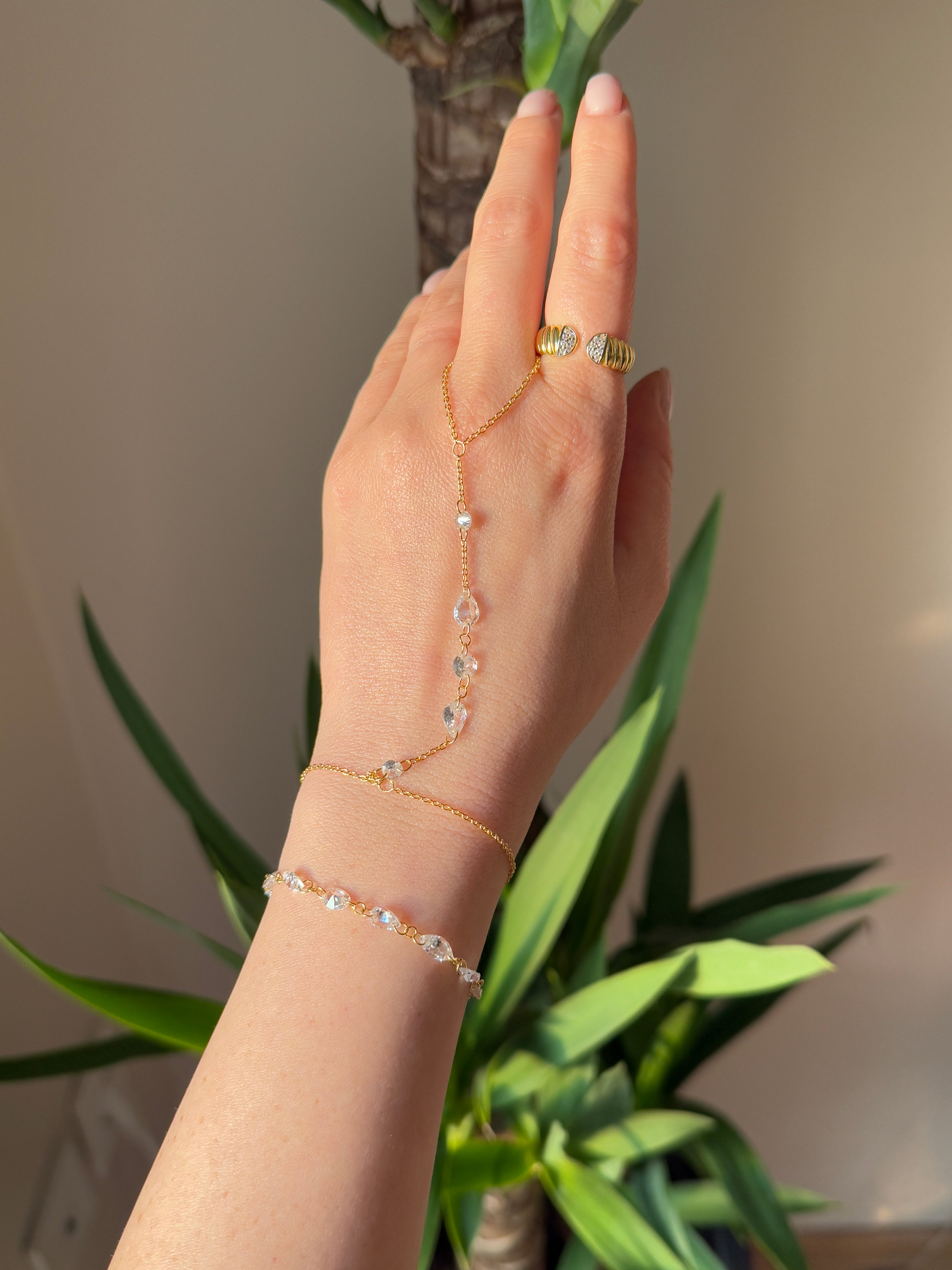 925 Ayar İthal Gümüş Üzeri Altın Kaplama | Su Damlası Şahmeran - El Zinciri